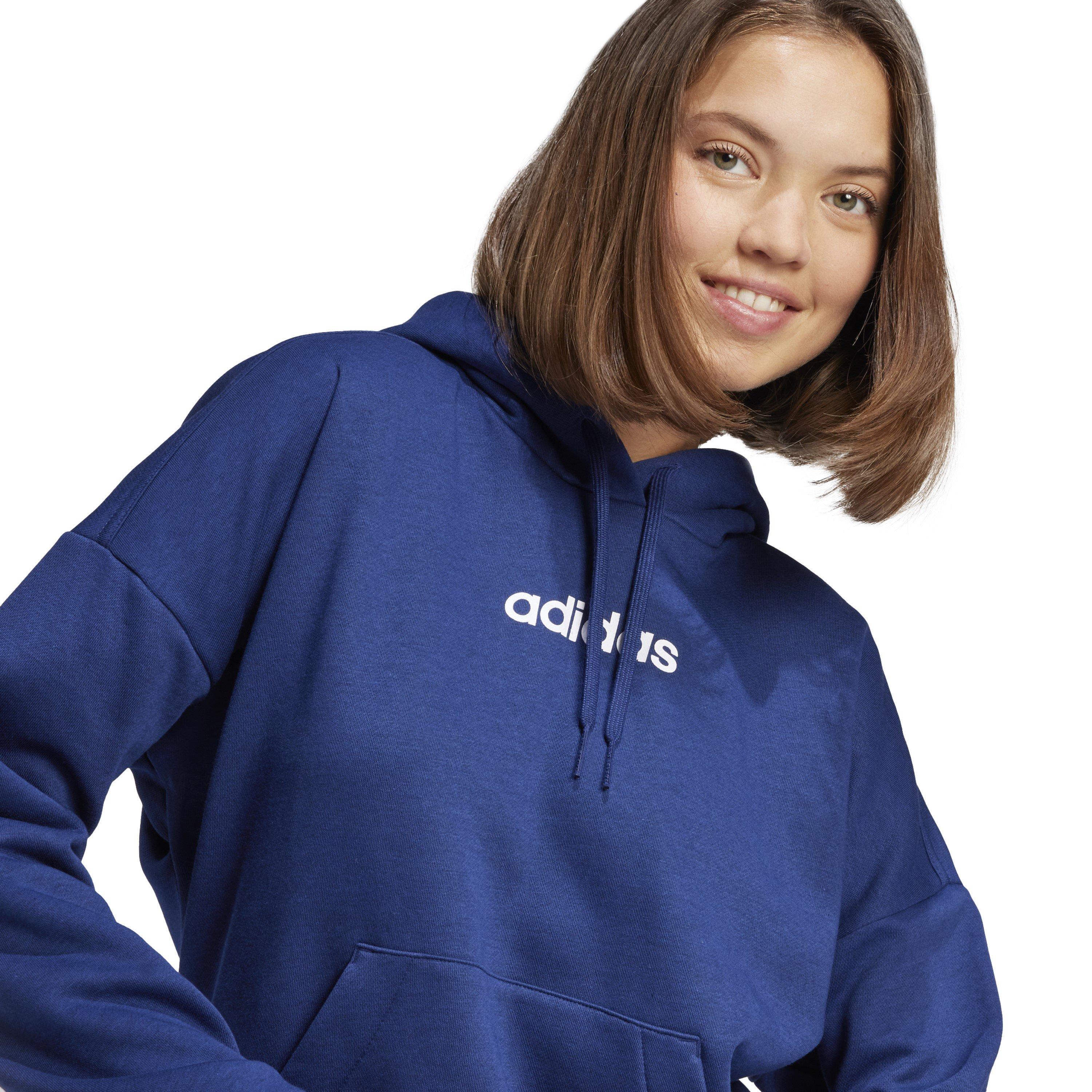 Azul oscuro/blanco - adidas - Essentials Linear Fleece Hoodie Womens - 4