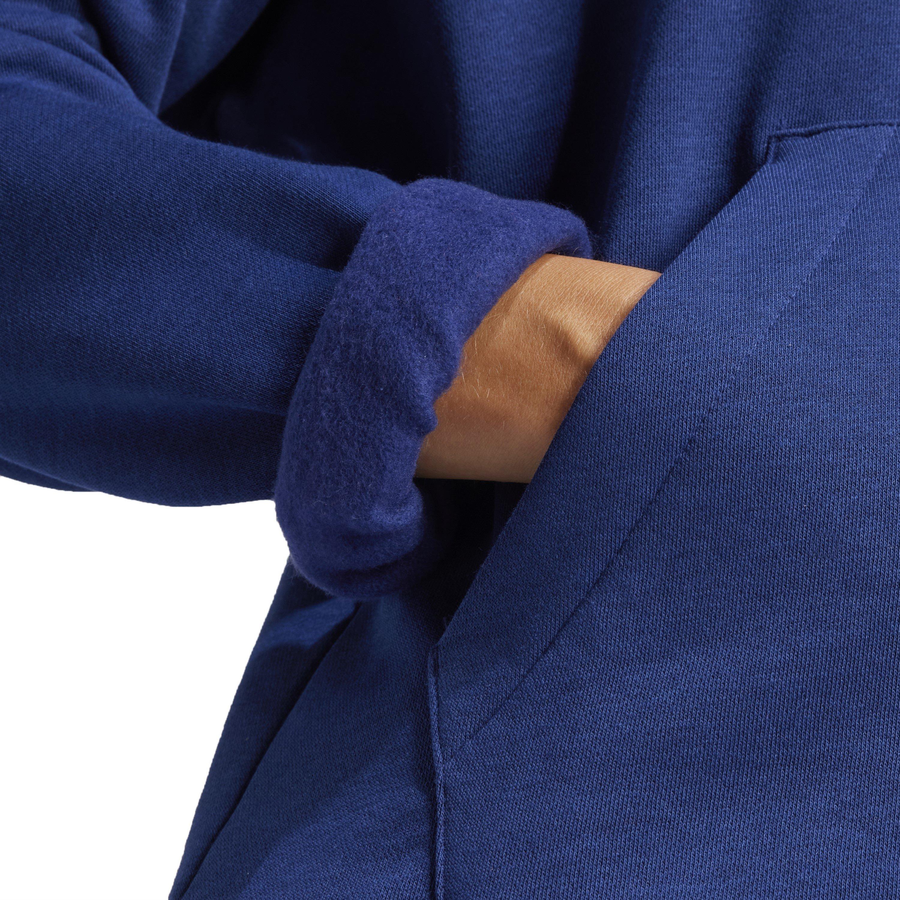 Azul oscuro/blanco - adidas - Essentials Linear Fleece Hoodie Womens - 5