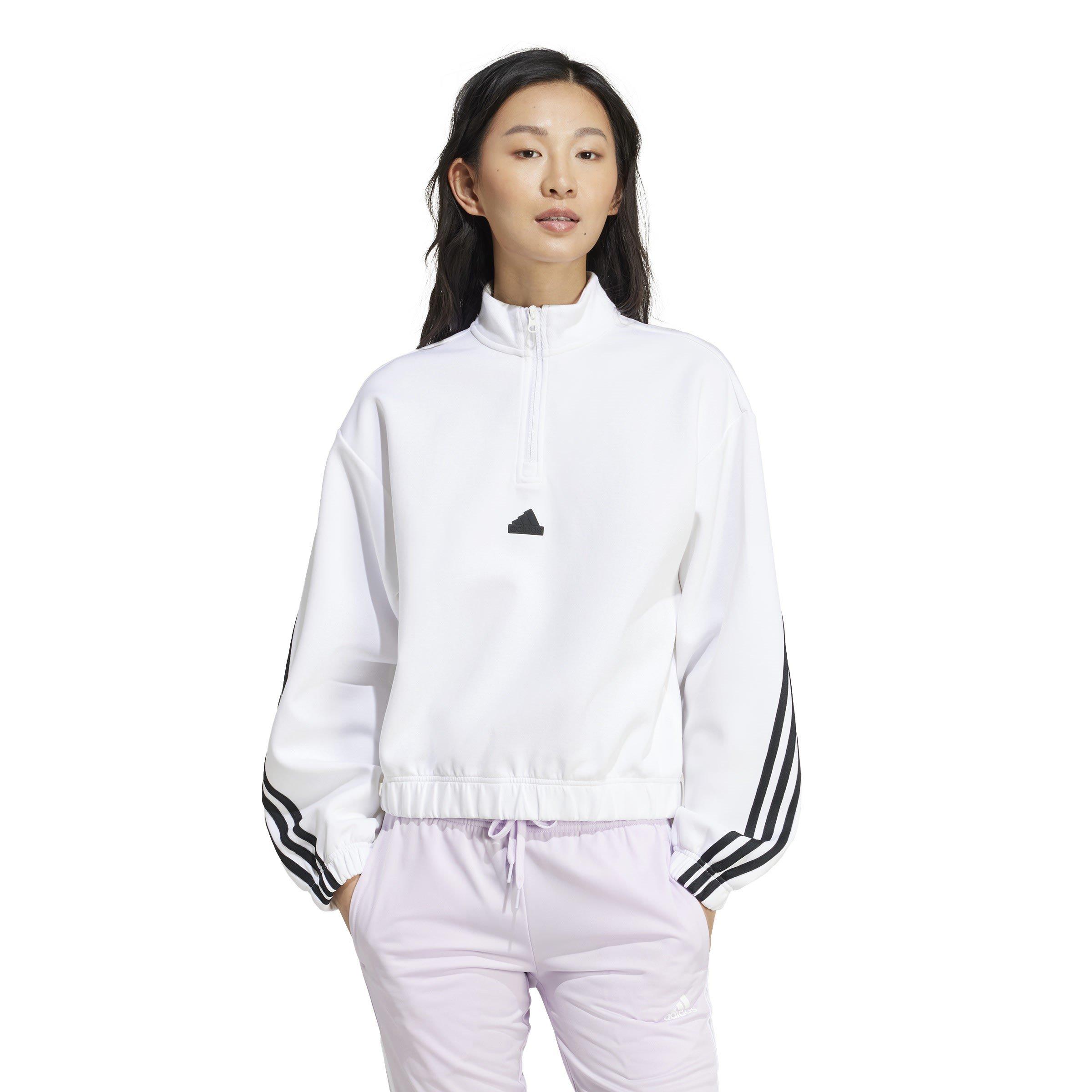 White - adidas - Future Icons 3-Stripes Quarter Zip Tracksuit Top Womens - 2
