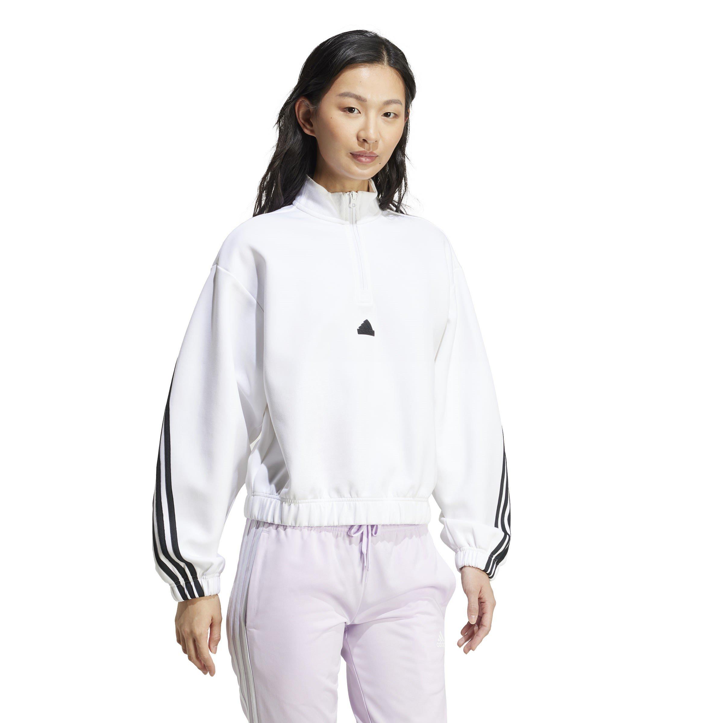 White - adidas - Future Icons 3-Stripes Quarter Zip Tracksuit Top Womens - 4