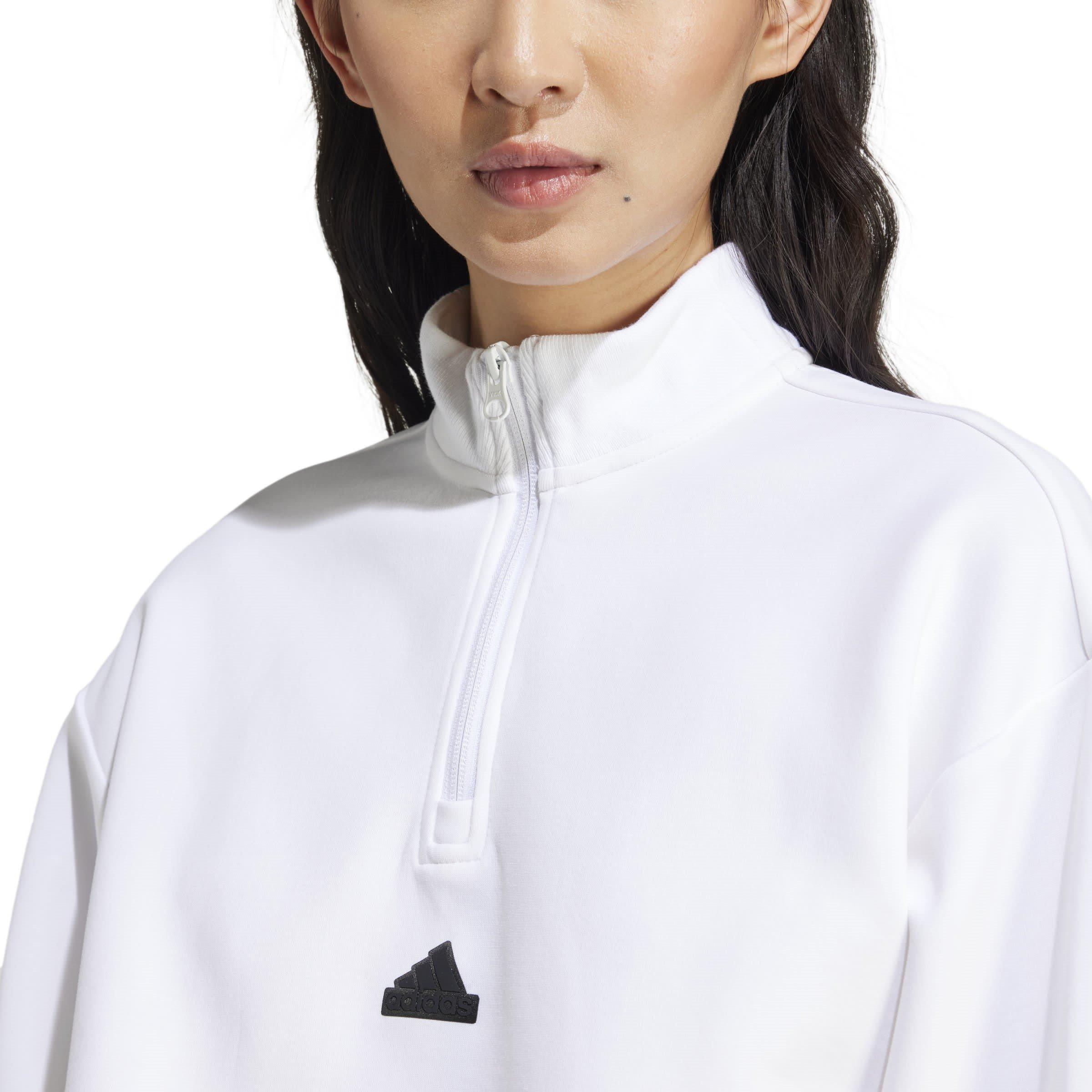 White - adidas - Future Icons 3-Stripes Quarter Zip Tracksuit Top Womens - 6