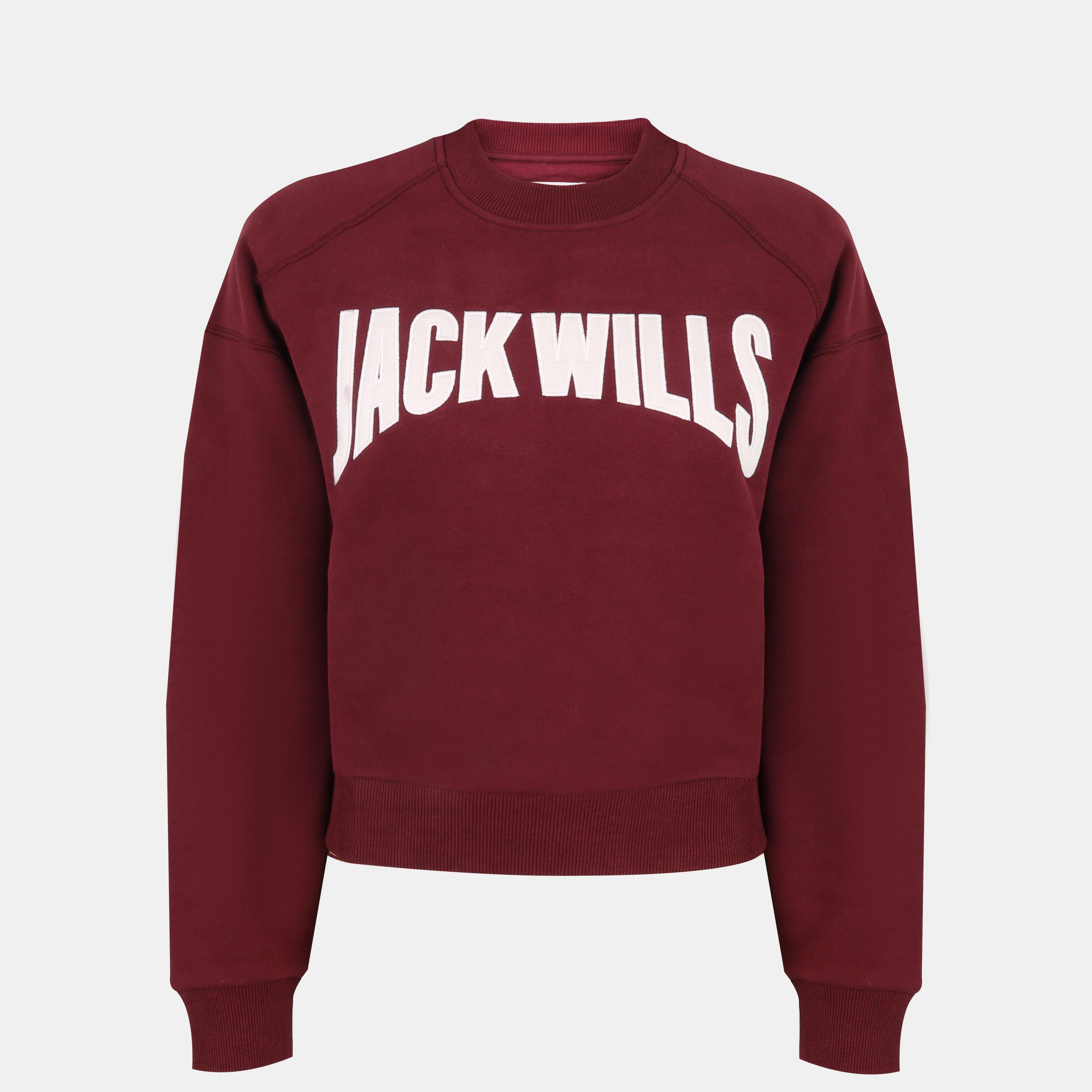 Jack Wills Women's Jw Varsity Crew Sweatshirt - Burgundy - 14 (L)