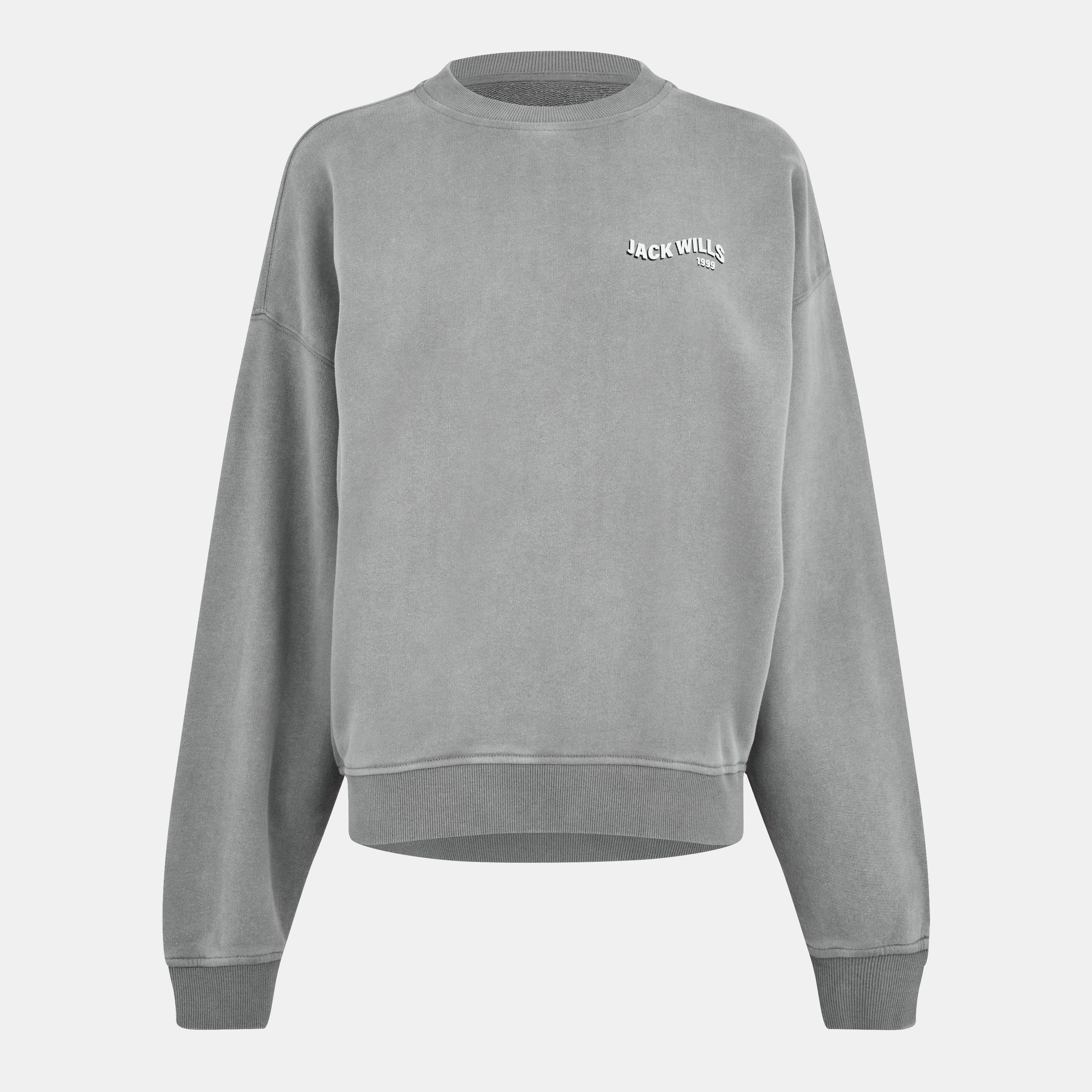 Grey Washed - Jack Wills - Women's JW Washed Crew Sweatshirt - 1
