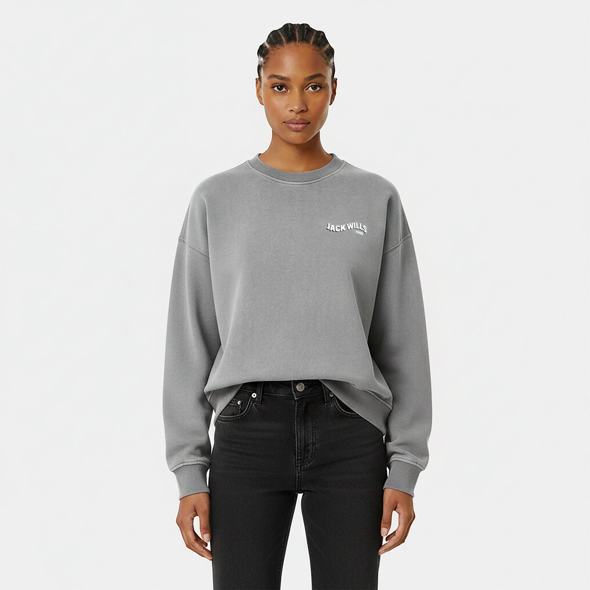 Grey Washed - Jack Wills - Women's JW Washed Crew Sweatshirt - 3
