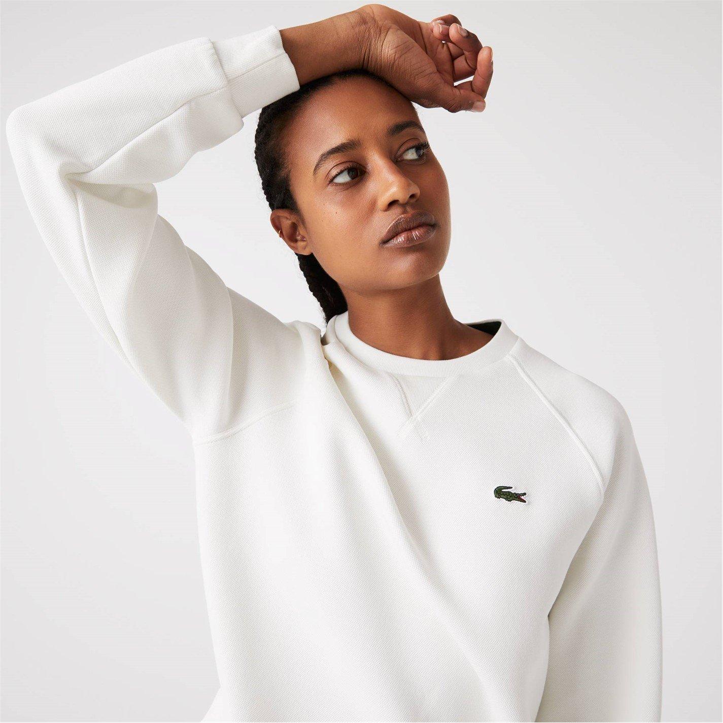 White - Lacoste - Pique Crew Sweatshirt - 4