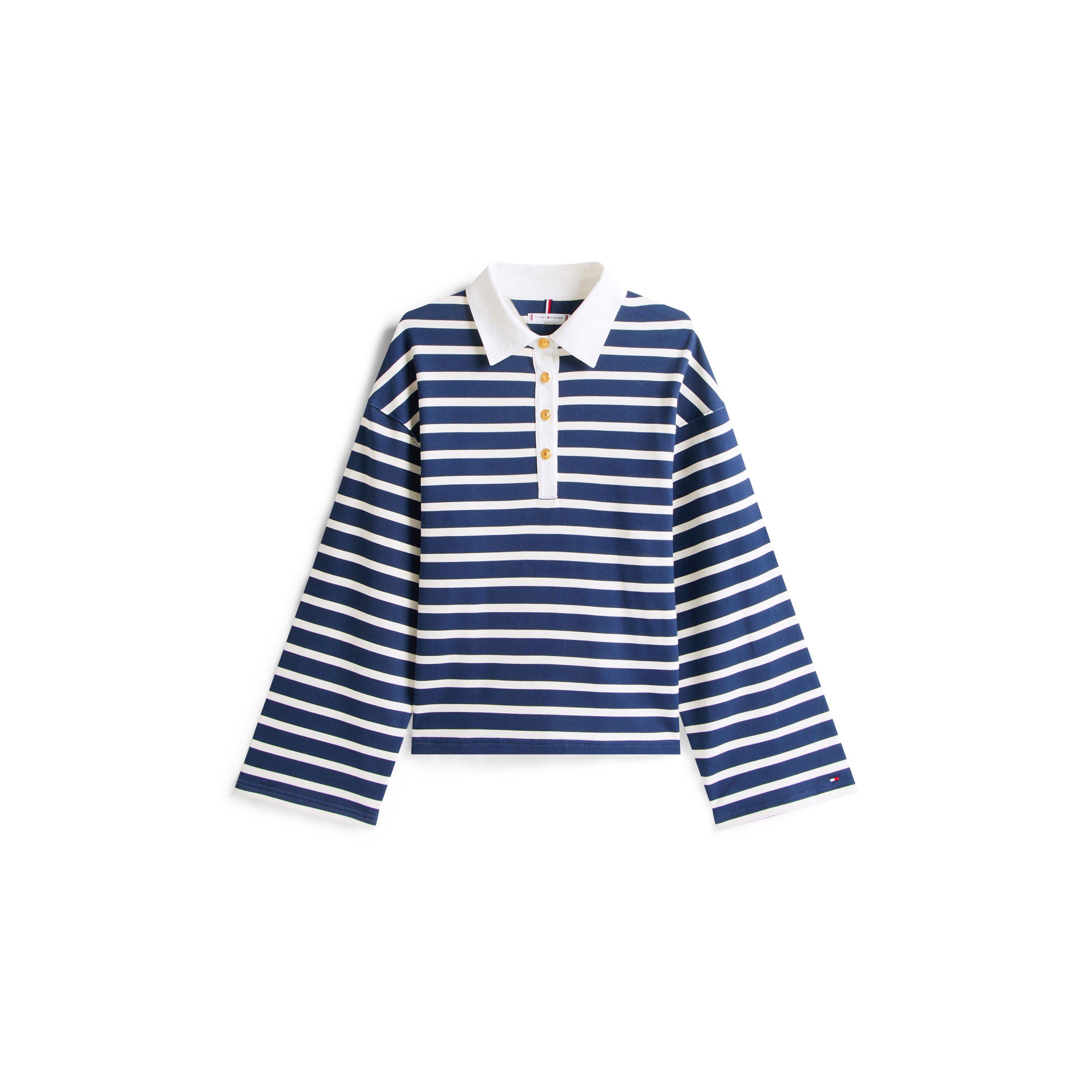 Tommy Hilfiger Women's Gold Button Crew Sweatshirt - Dark Nigh Navy - 10 (S)