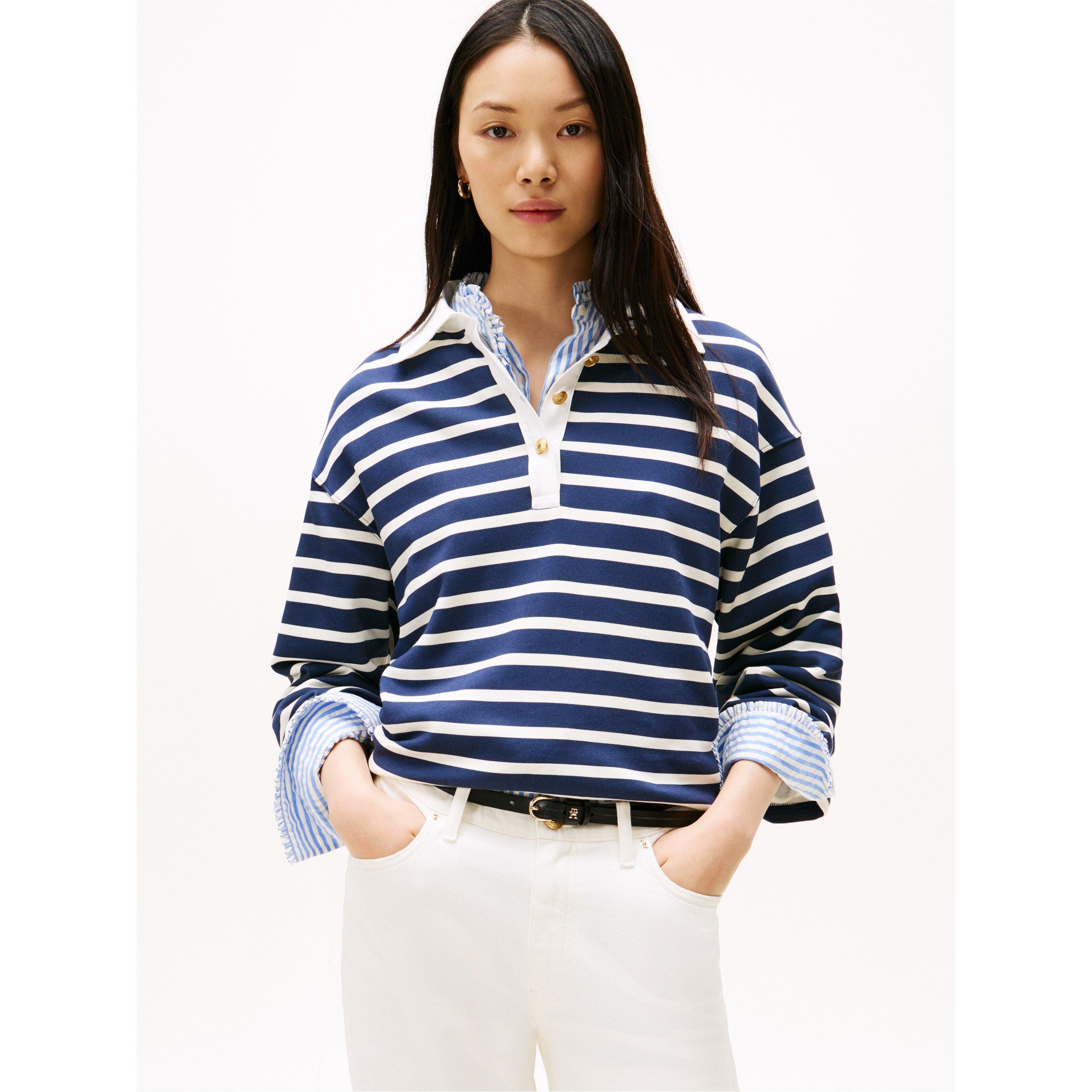 Dark Nigh Navy - Tommy Hilfiger - Women's Gold Button Sweatshirt - 2