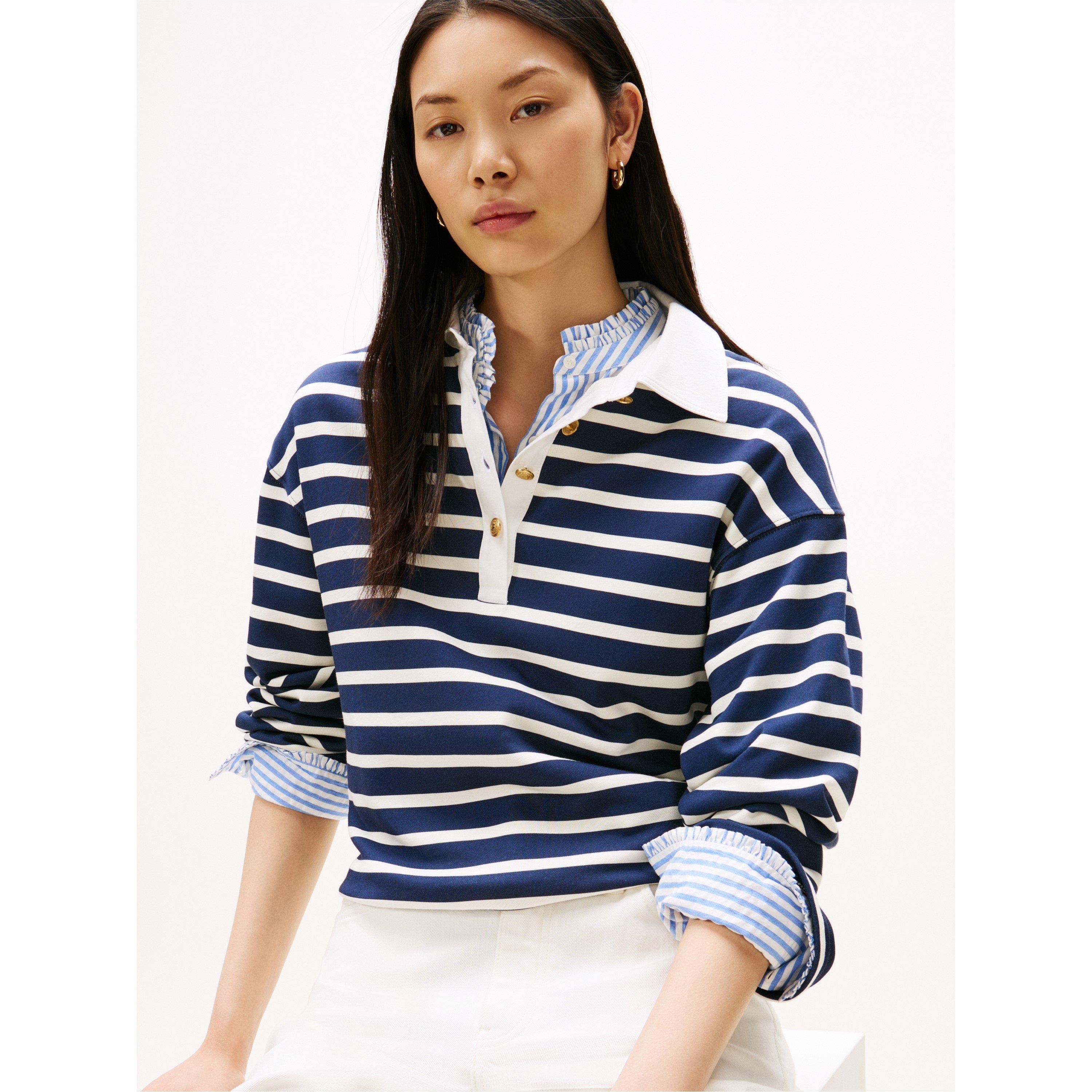 Dark Nigh Navy - Tommy Hilfiger - Women's Gold Button Sweatshirt - 5