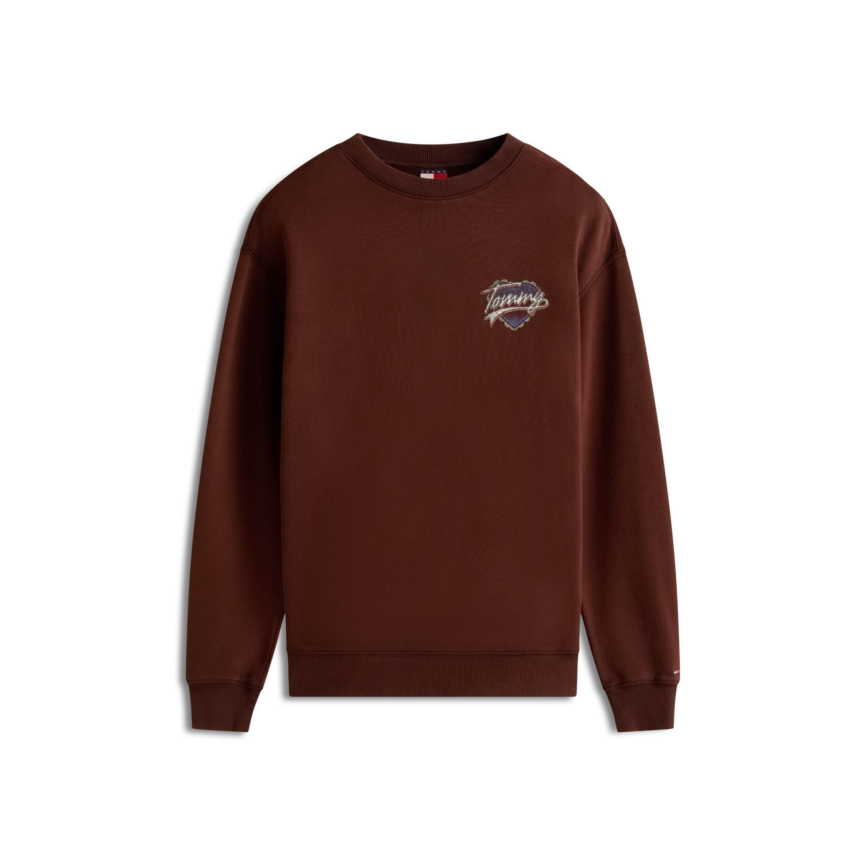 Tommy Jeans Women's Heart Cotton Relaxed Fit Crew Sweatshirt - Rich Brown - 12 (M)