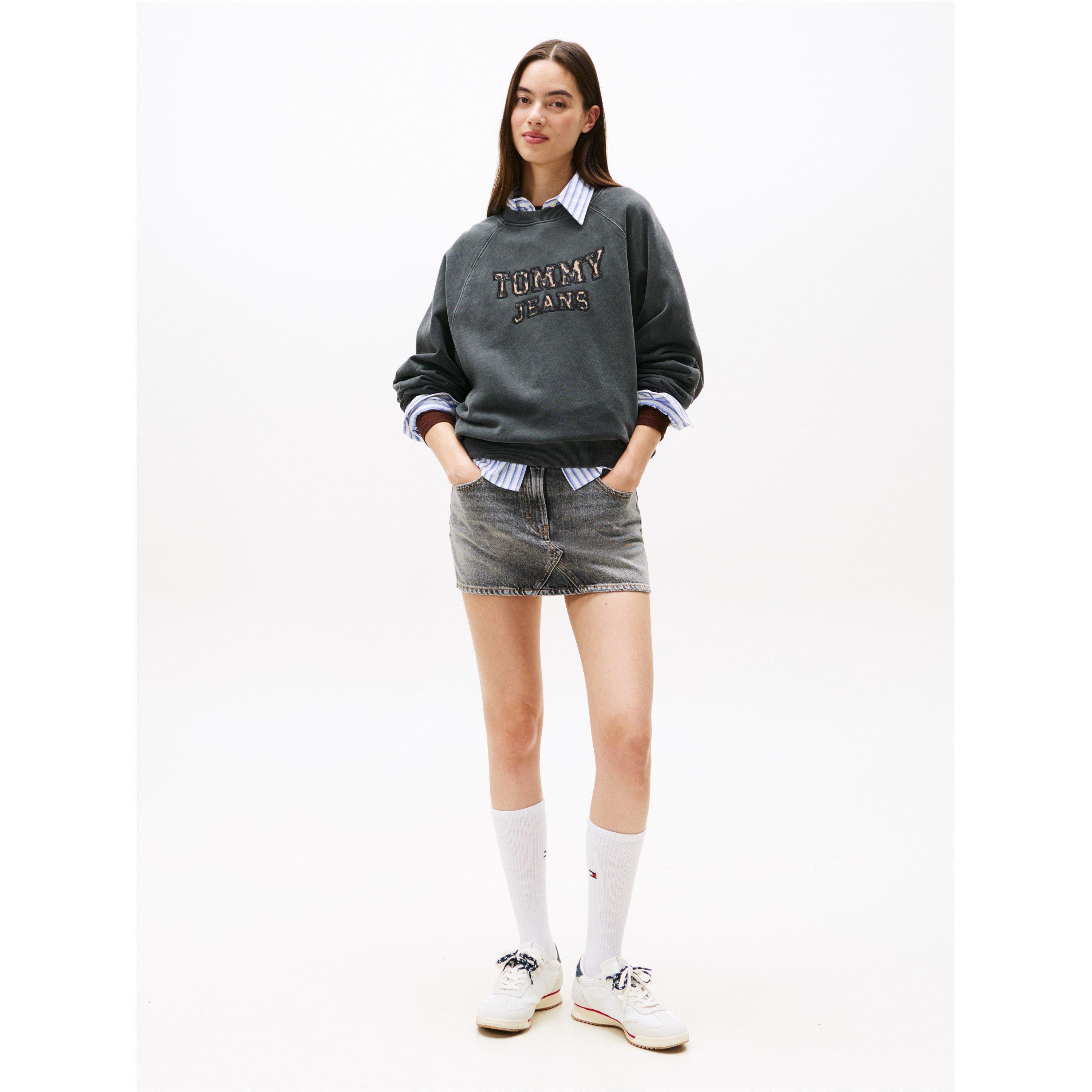 Black - Tommy Jeans - Women's Leopard Cotton Crew Sweatshirt - 3