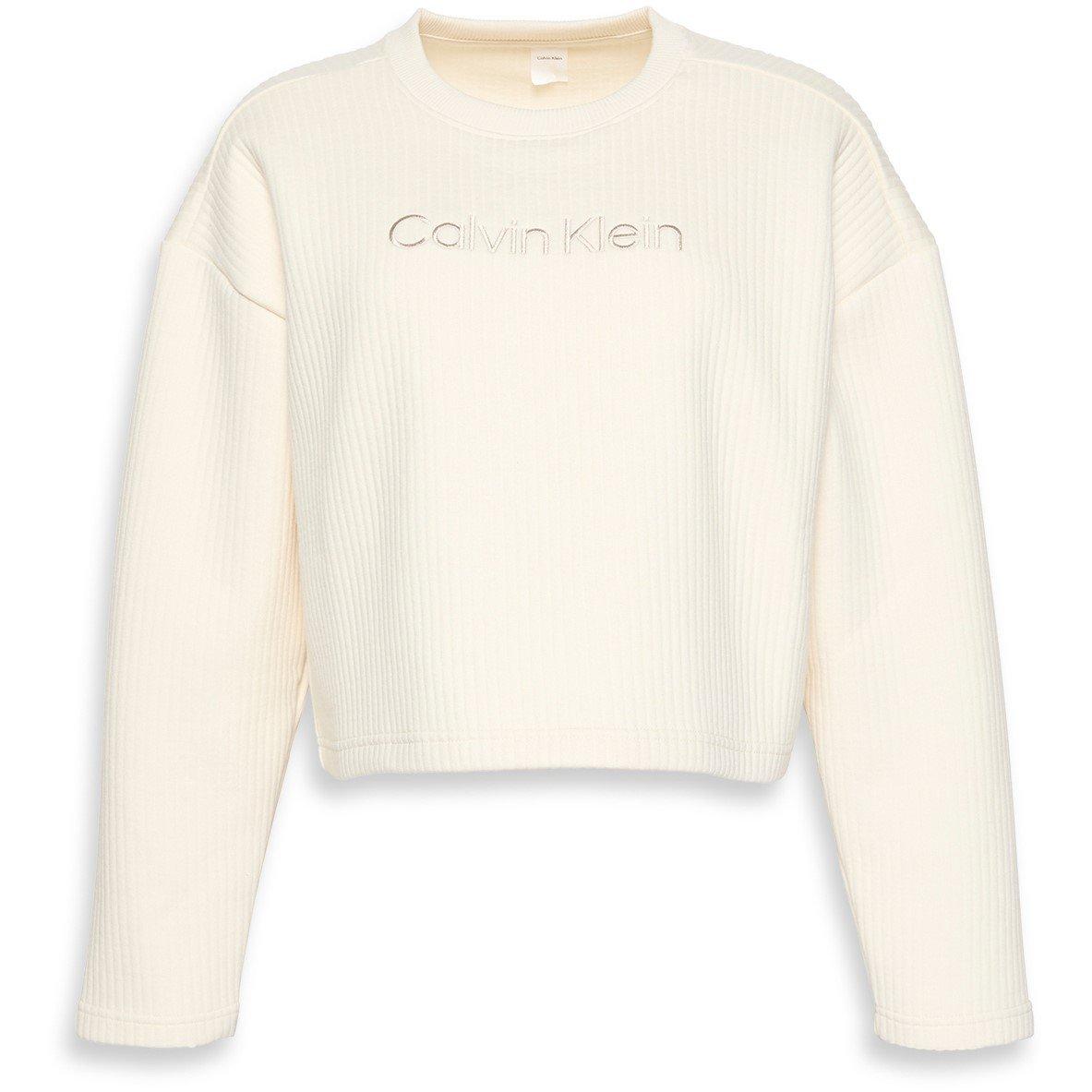 Calvin Klein Women's Calvin Ls Qultd Swt Ld54 - Ivory - 10 (S)