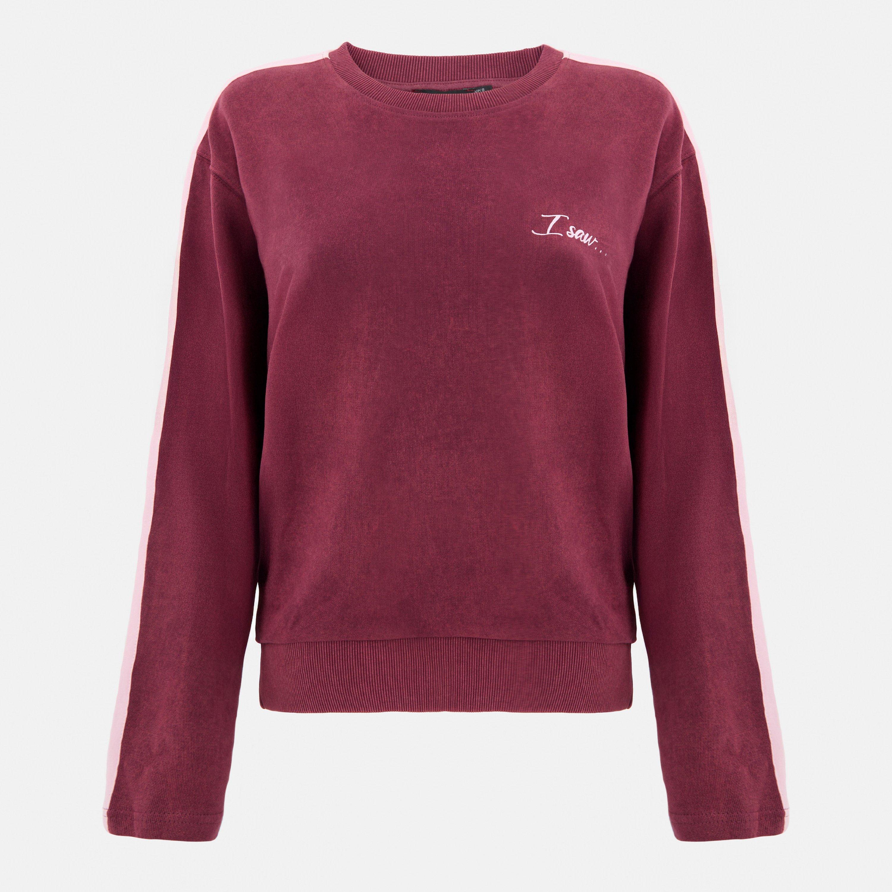 Burgundy - I Saw It First - Side Stripe Sweatshirt - 1