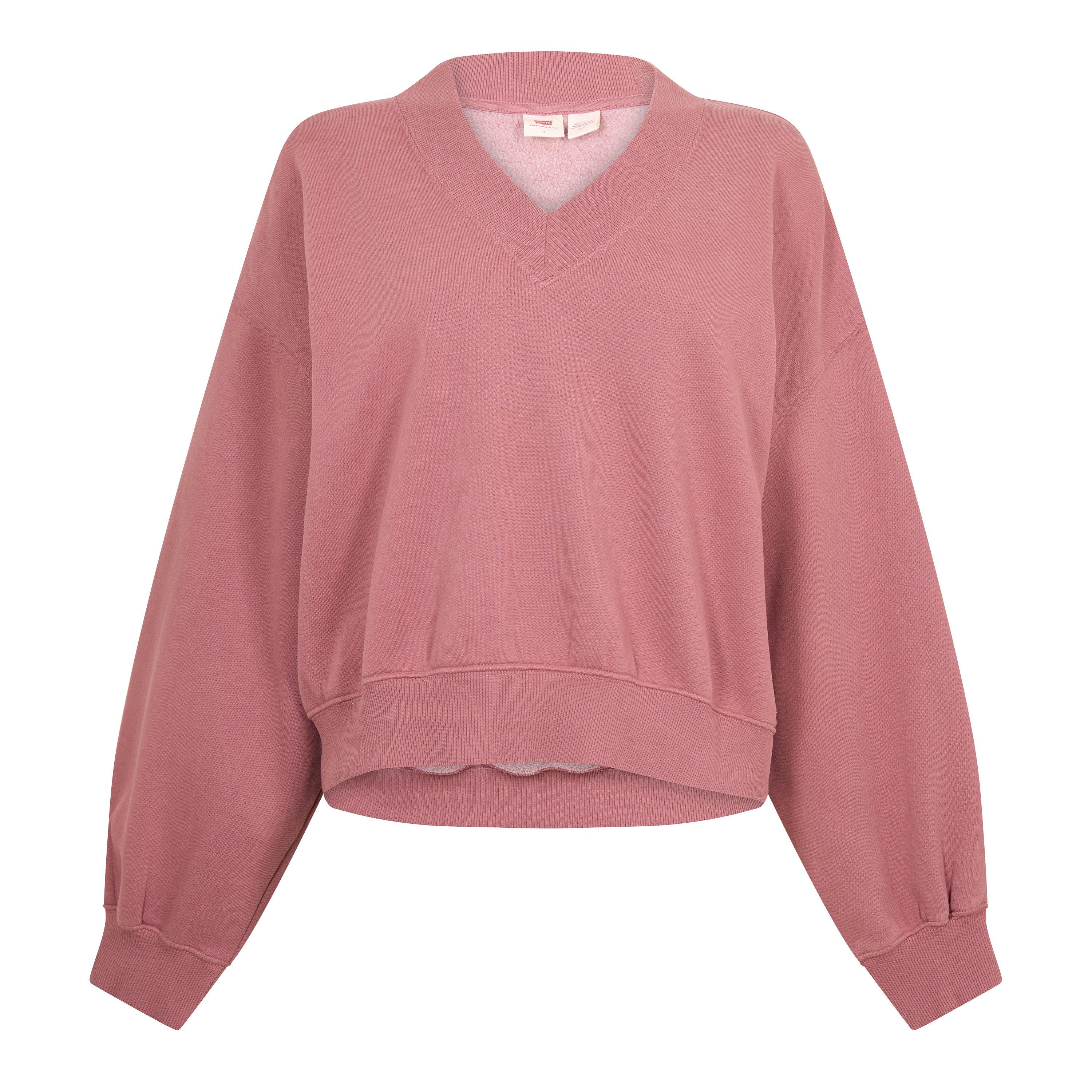 Levis Women's V-Neck Fleece Crew Sweatshirt - Crushed Berry - 12 (M)