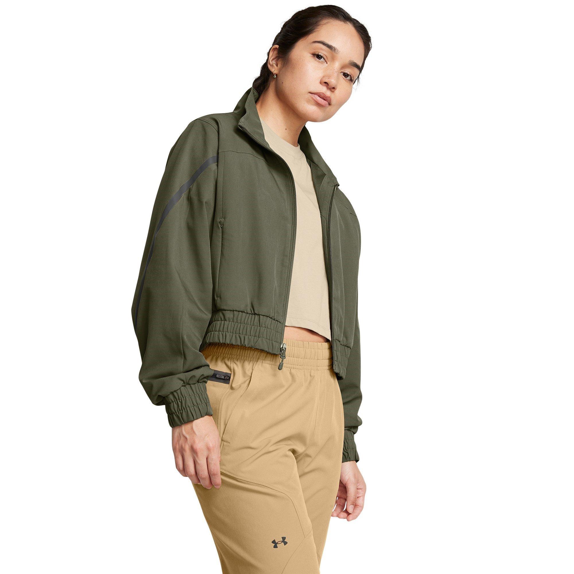 Green - Under Armour - Armour Unstoppable Crop Jacket Tracksuit Top Womens - 3