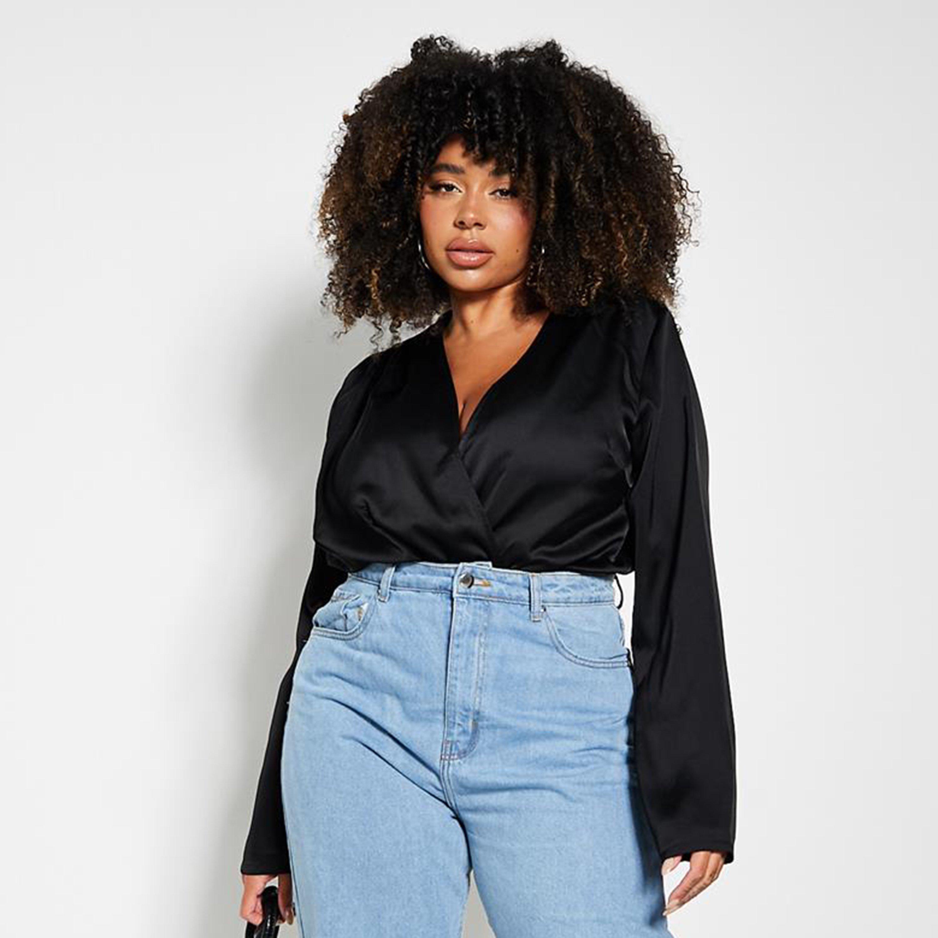 Crna - I Saw It First - ISAWITFIRST Plus Satin Wrap Bodysuit - 2