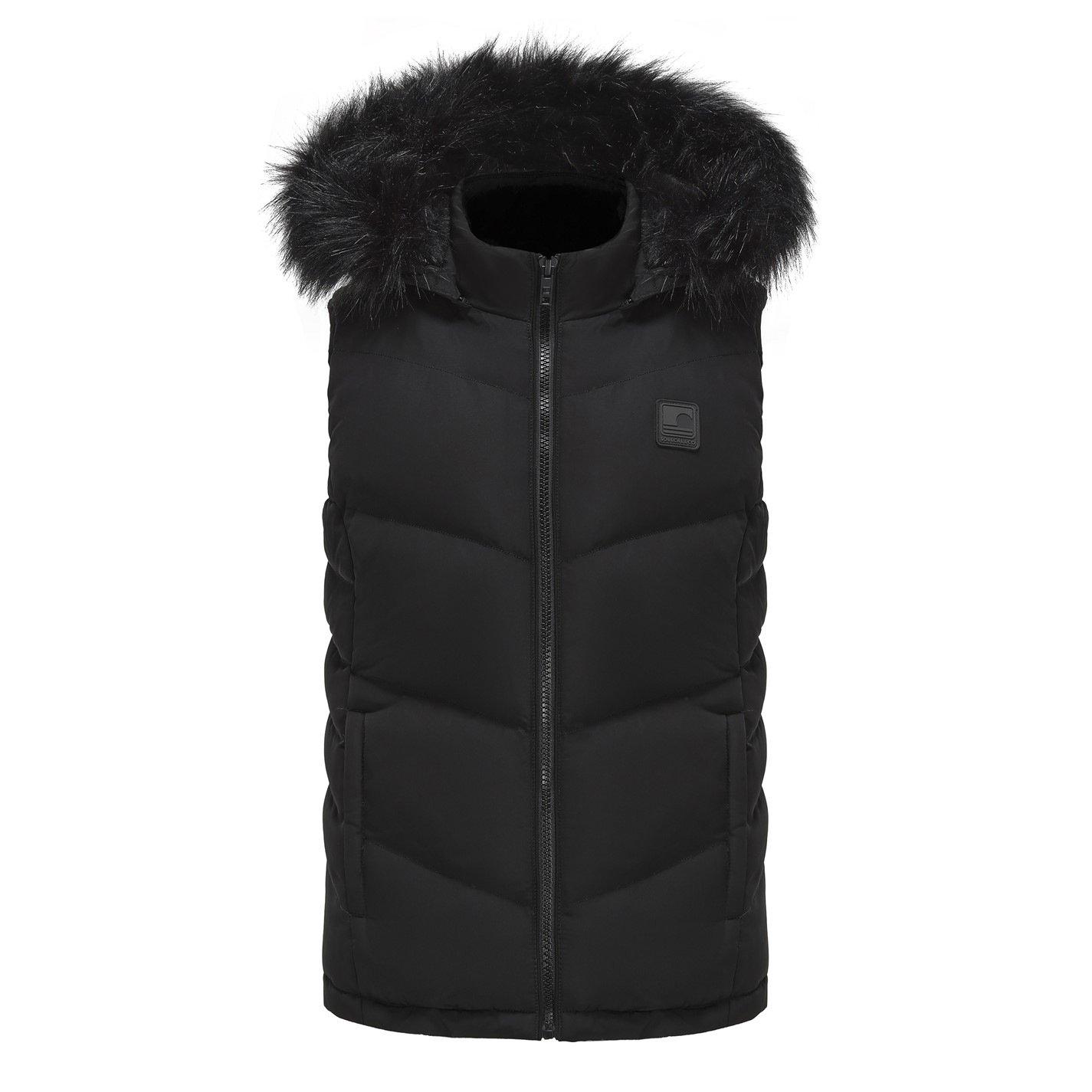 Womens  2Zip Detachable Hood Padded Gilet