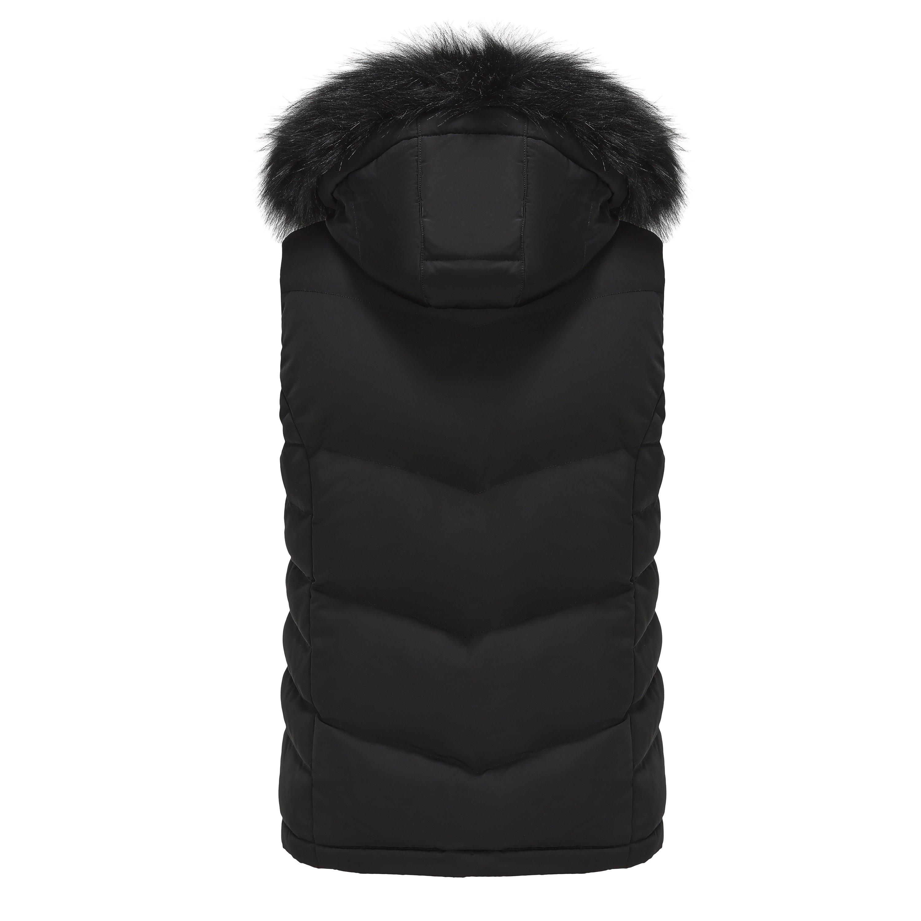 Black - SoulCal - Womens  2Zip Detachable Hood Padded Gilet - 2