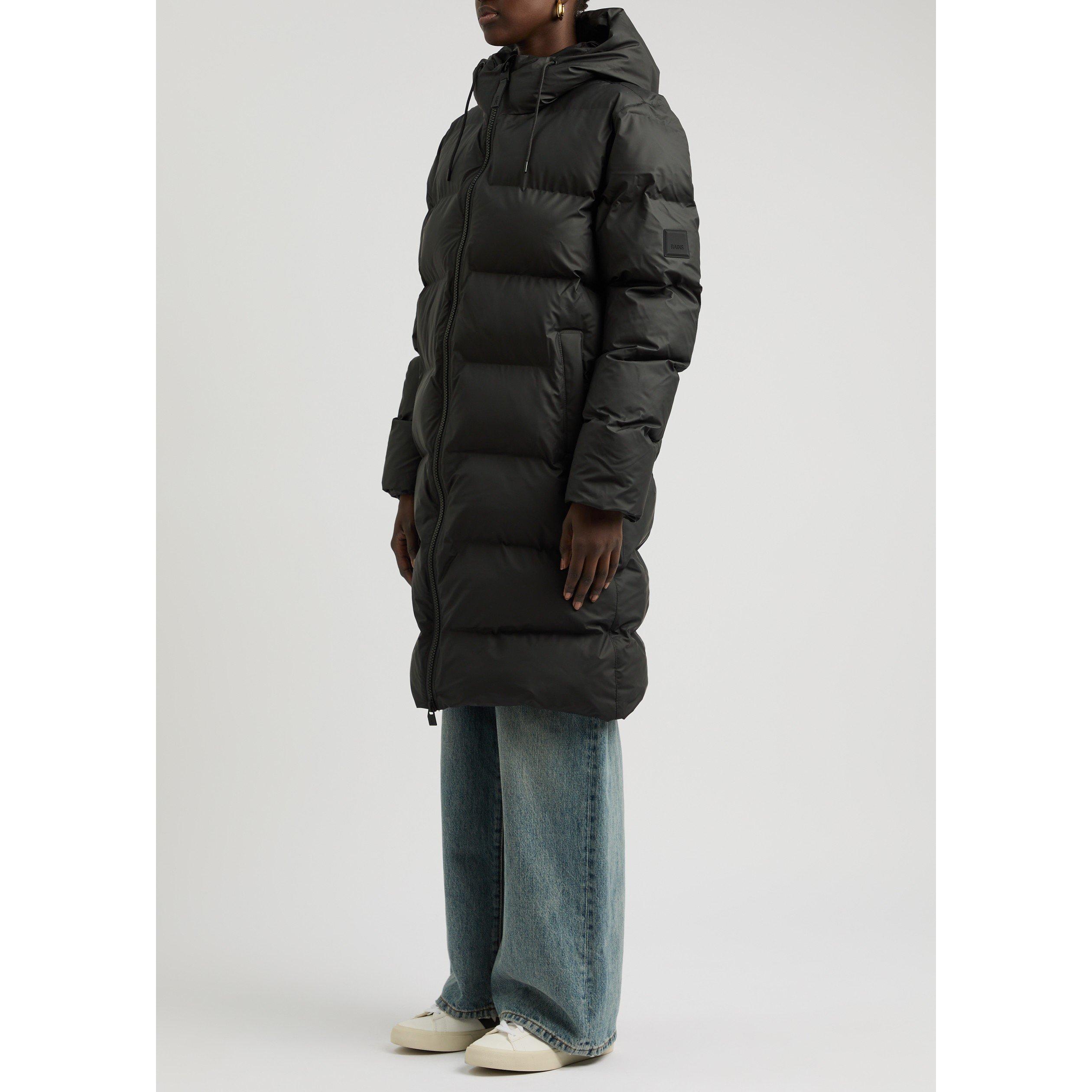 BLACK - Rains - J Alta Long Puffer Jacket W3T4 - 2