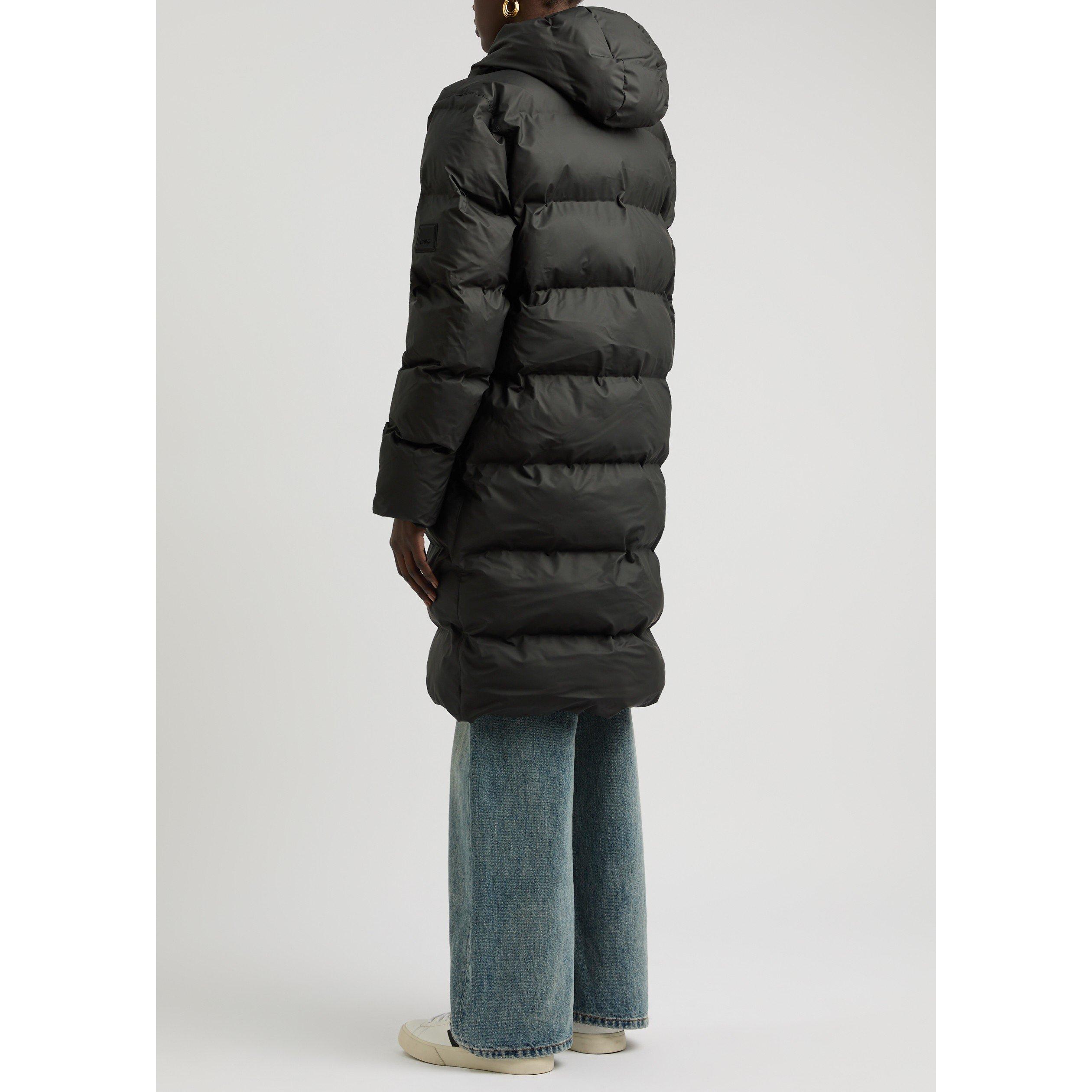 BLACK - Rains - J Alta Long Puffer Jacket W3T4 - 3