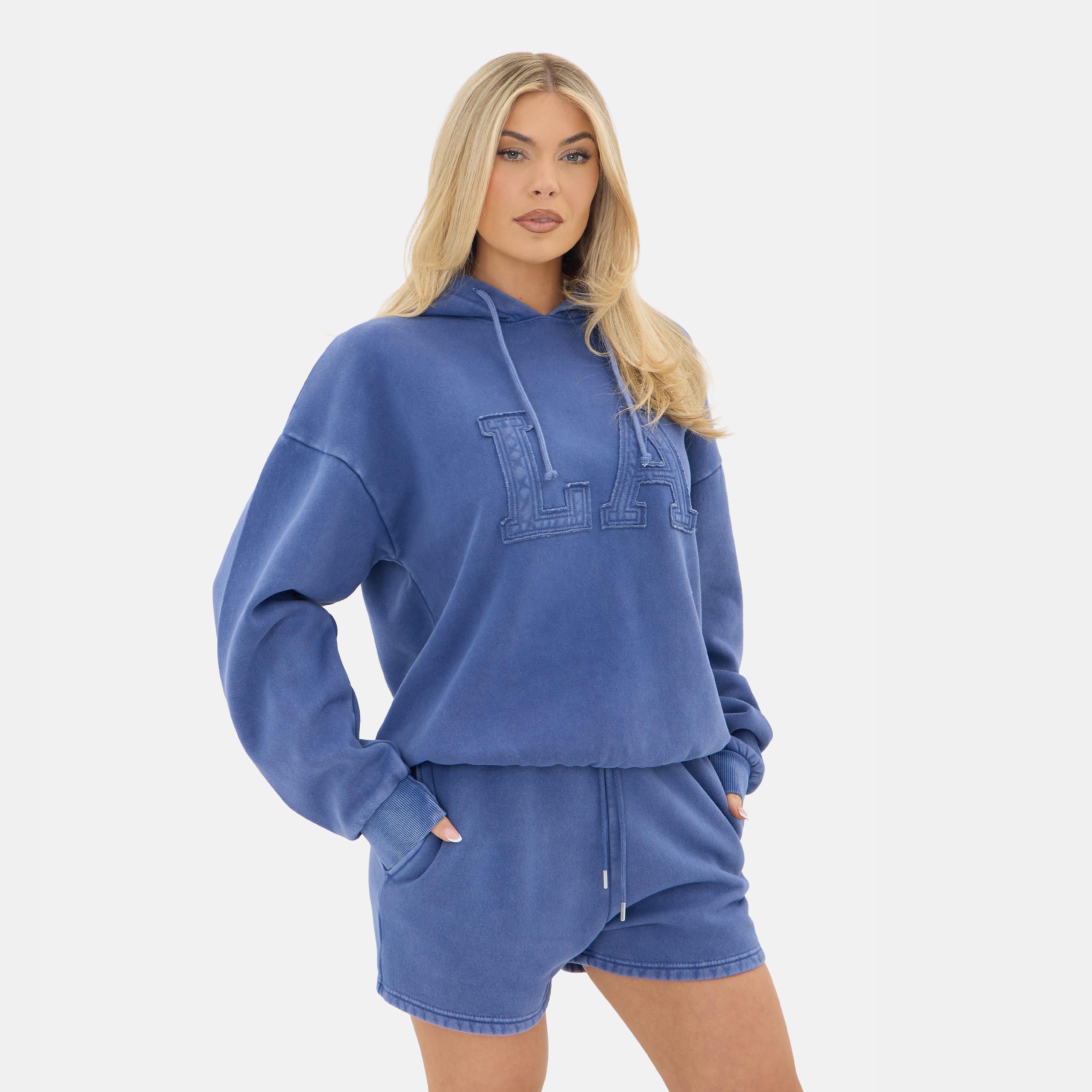 Bleu denim - I Saw It First - LA Embroidered Washed Hoody - 1