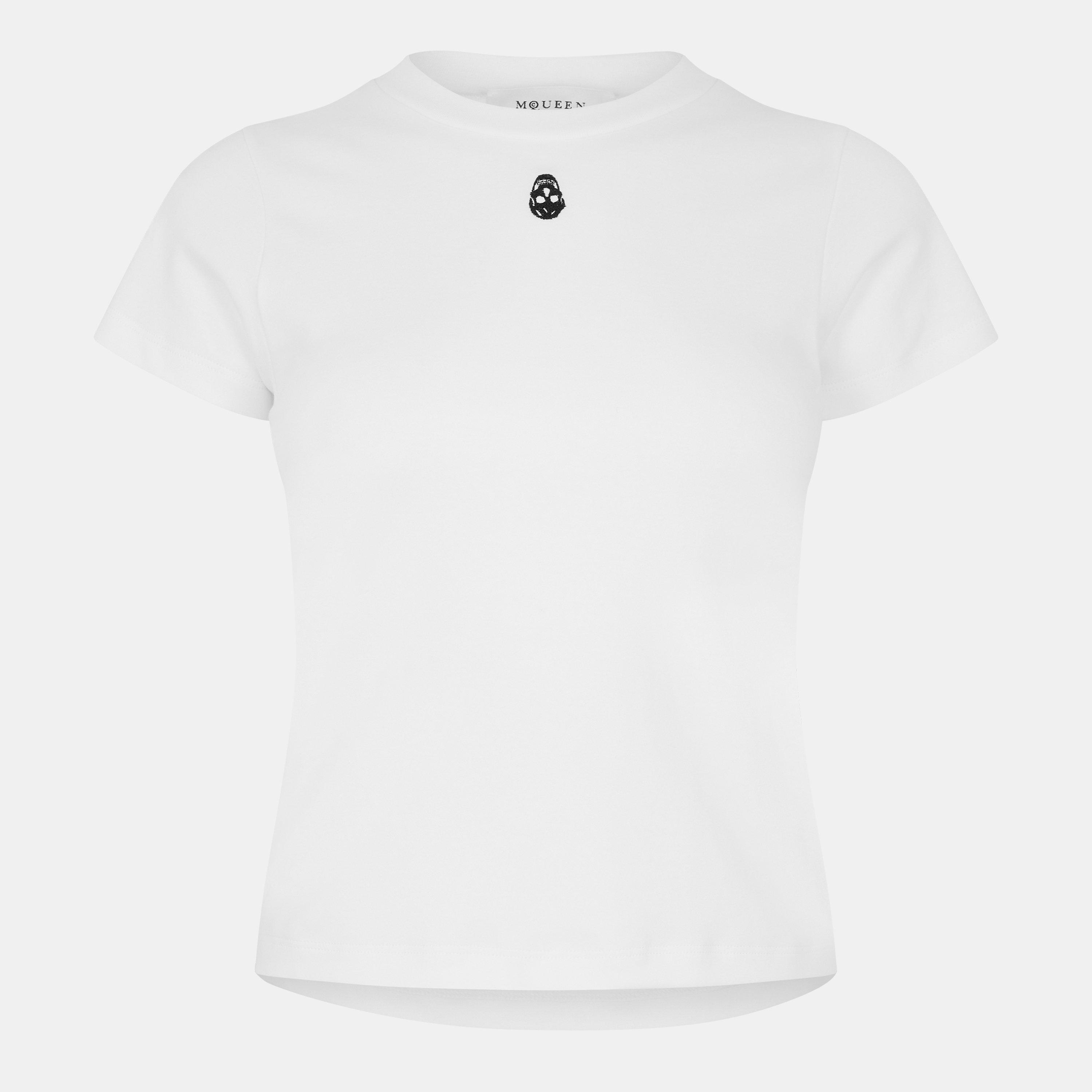 Alexander McQueen Women's Alex Cut & Sew Regular Fit T-Shirt - Optical White - Size 6 (38)