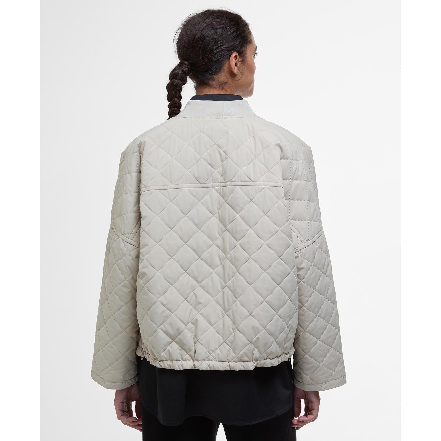 Light Sand/An - Barbour - Women's Emlyn Quilted Wind Resistant Long Sleeve Bomber Jacket - 2