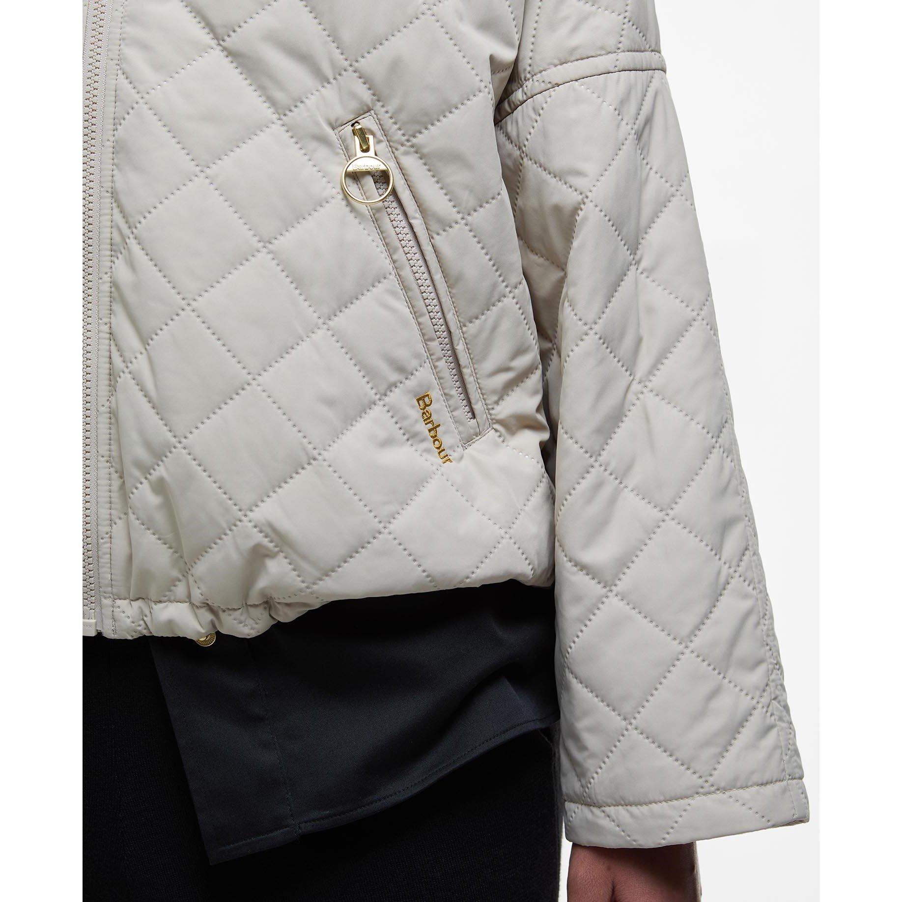 Light Sand/An - Barbour - Women's Emlyn Quilted Wind Resistant Long Sleeve Bomber Jacket - 5