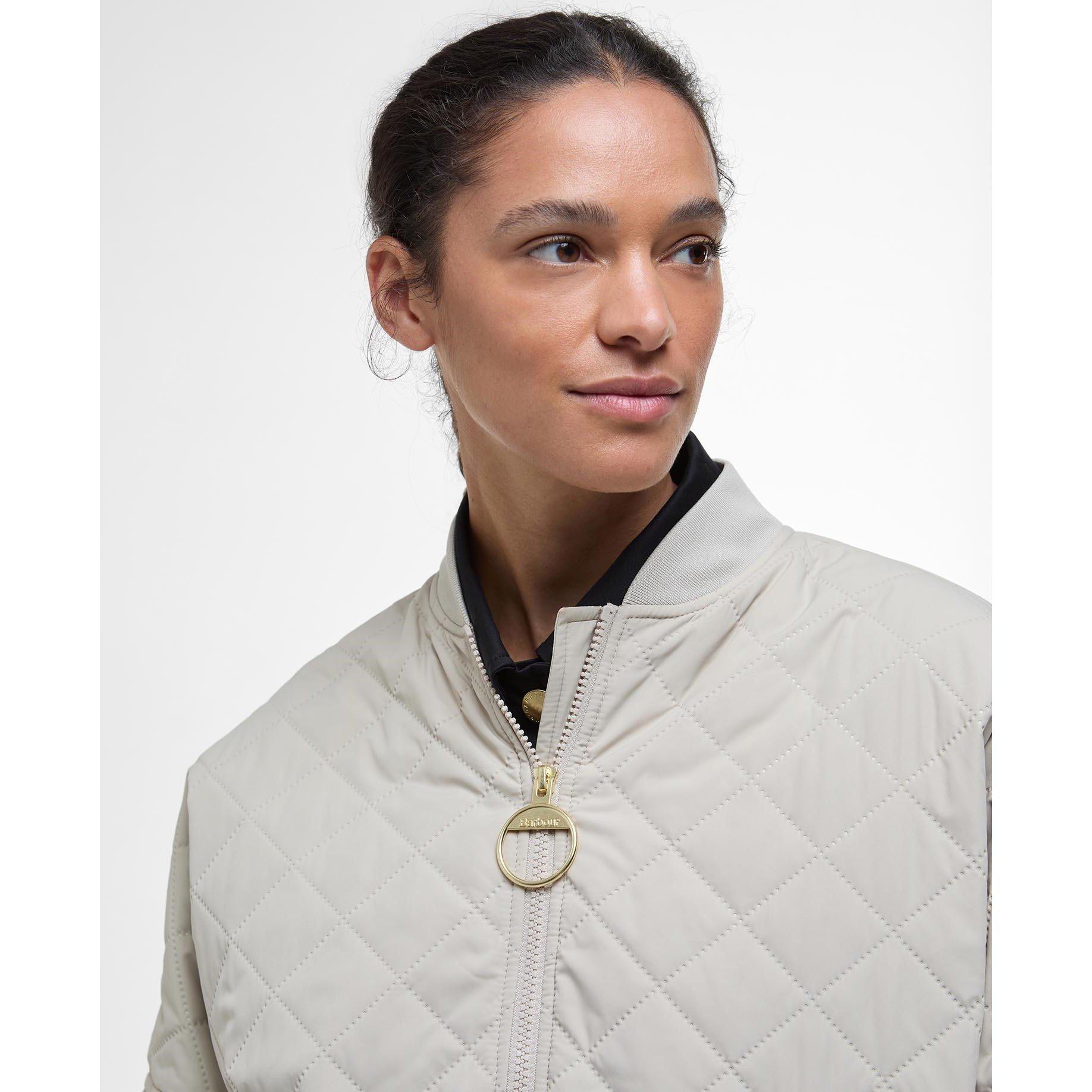 Light Sand/An - Barbour - Women's Emlyn Quilted Wind Resistant Long Sleeve Bomber Jacket - 6