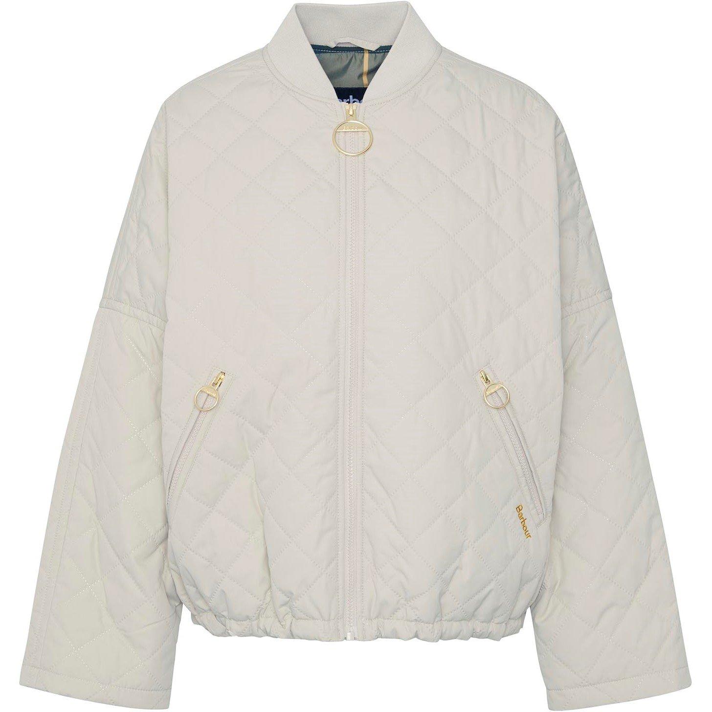 Light Sand/An - Barbour - Women's Emlyn Quilted Wind Resistant Long Sleeve Bomber Jacket - 6