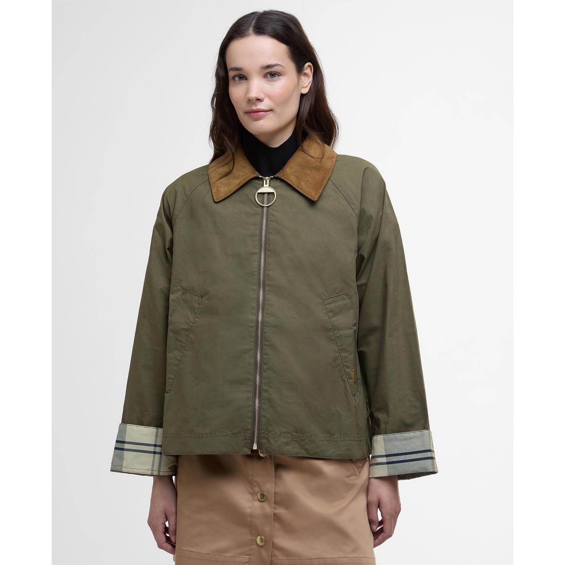 Dusk Green/Tart - Barbour - Women's Catlin Showerproof Cotton Long Sleeve Rain Anorak - 1