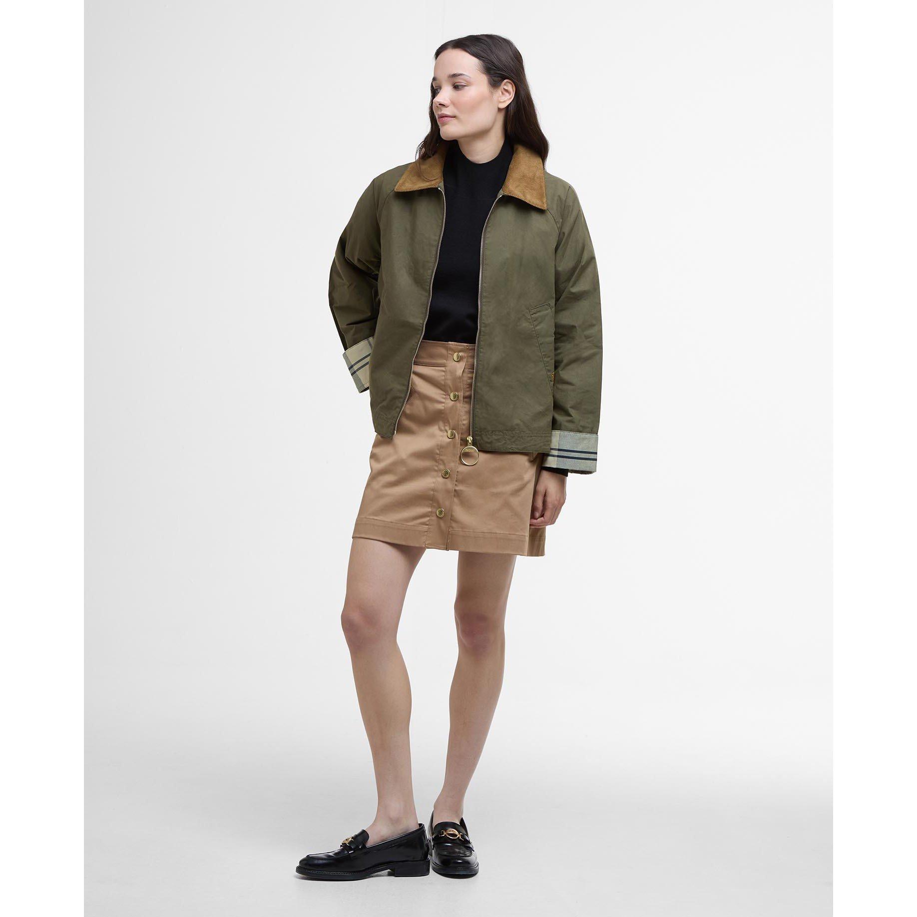 Dusk Green/Tart - Barbour - Women's Catlin Showerproof Cotton Long Sleeve Rain Anorak - 3