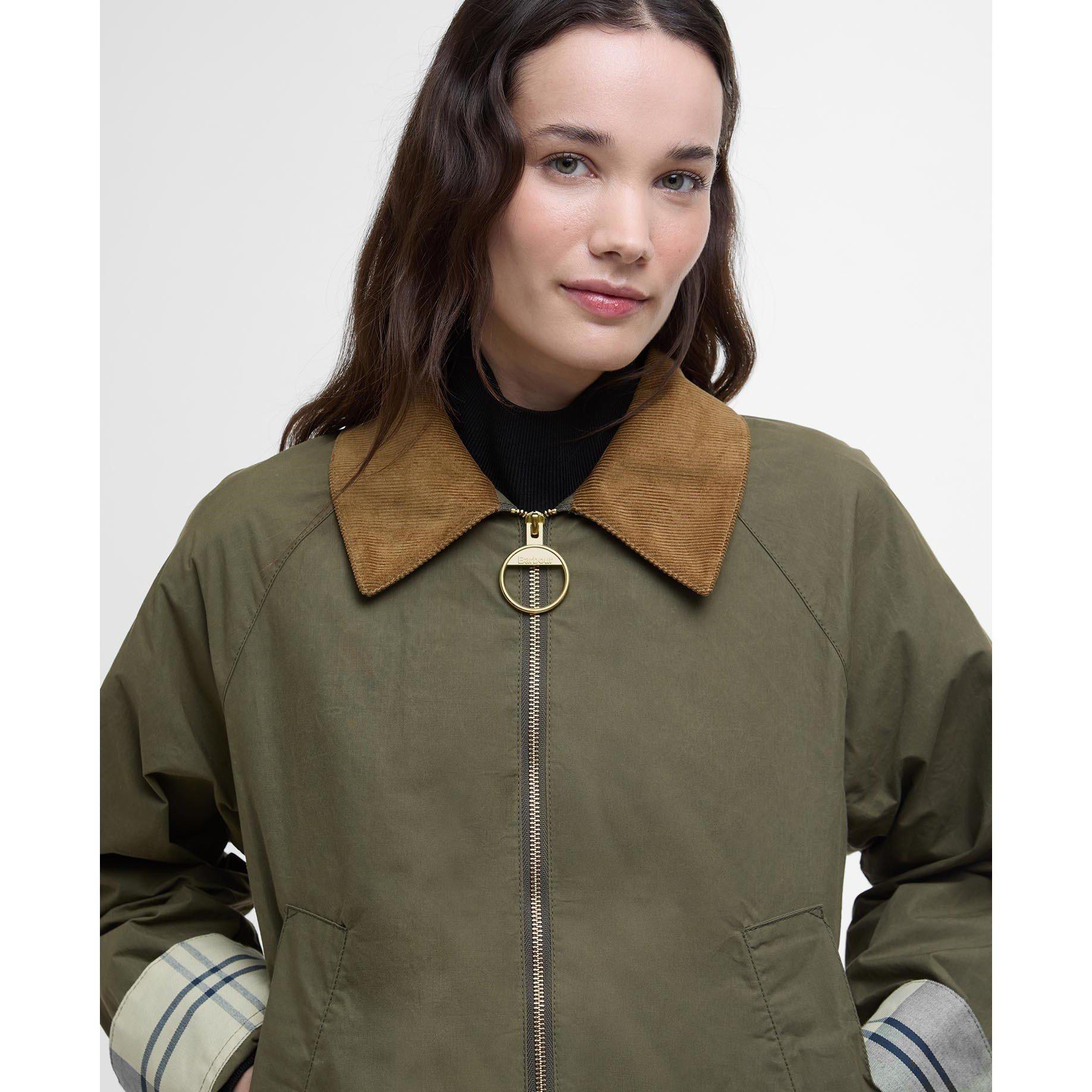 Dusk Green/Tart - Barbour - Women's Catlin Showerproof Cotton Long Sleeve Rain Anorak - 4