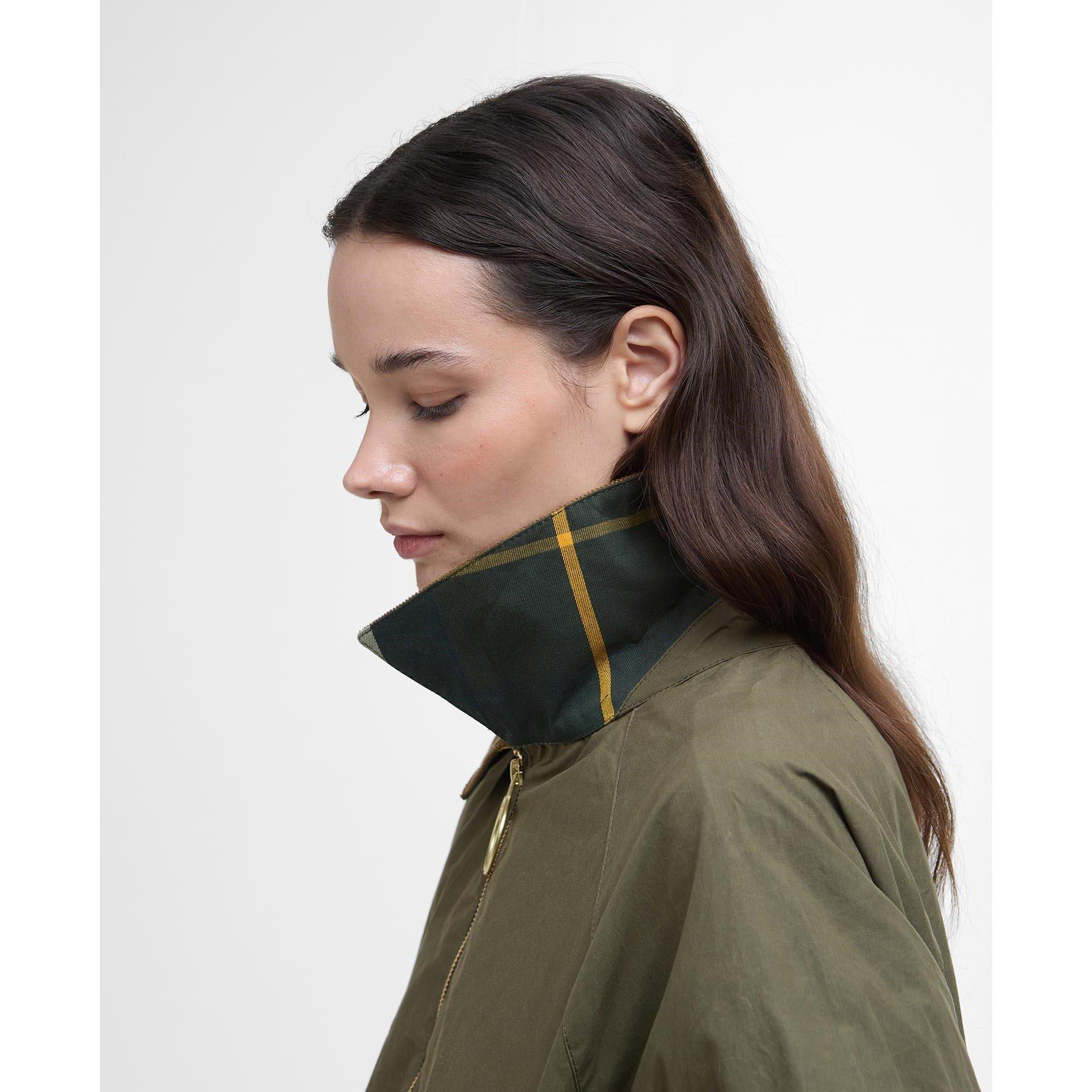 Dusk Green/Tart - Barbour - Women's Catlin Showerproof Cotton Long Sleeve Rain Anorak - 5