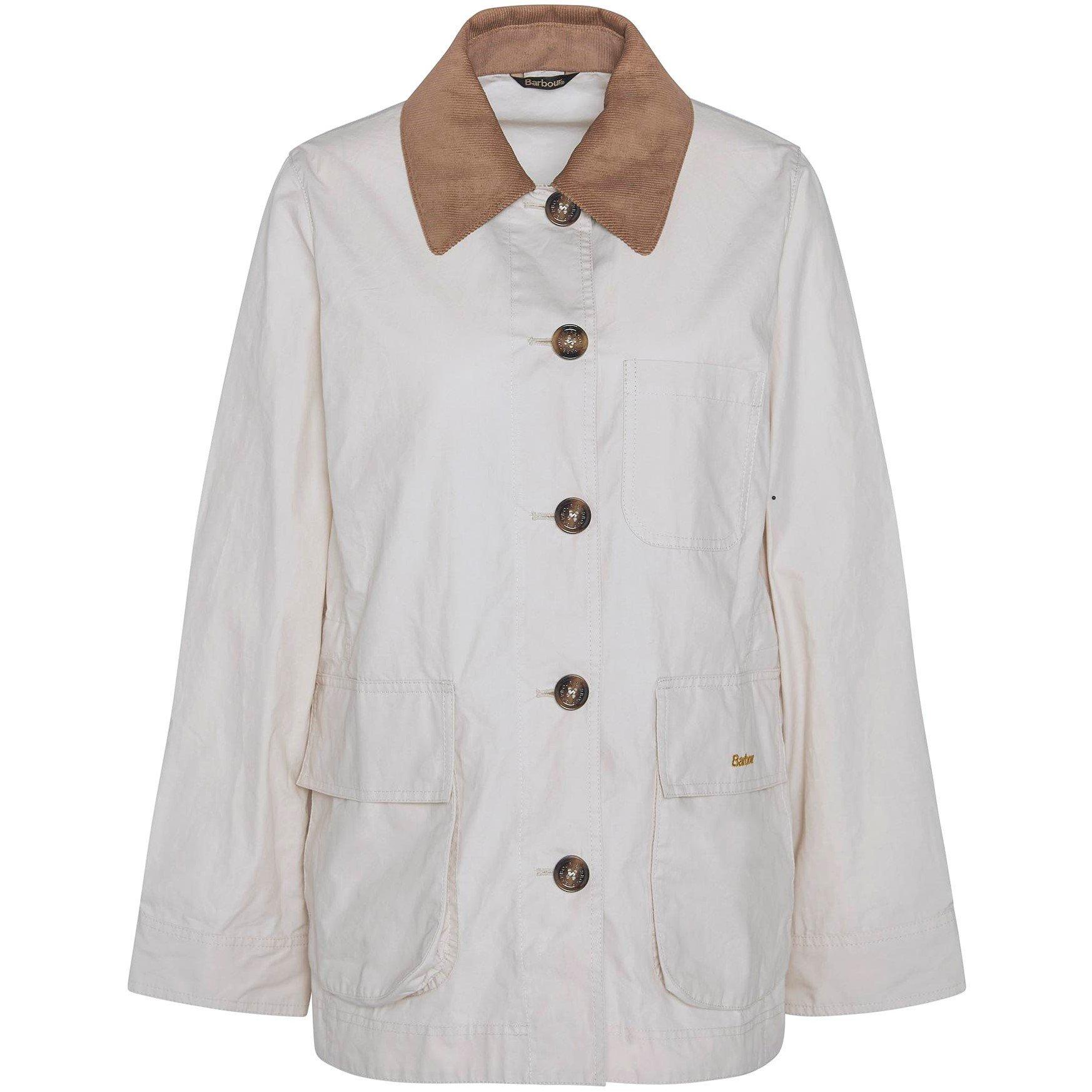 Oatmeal/Tartan - Barbour - Women's Averie Cotton Long Sleeve Rain Anorak - 1