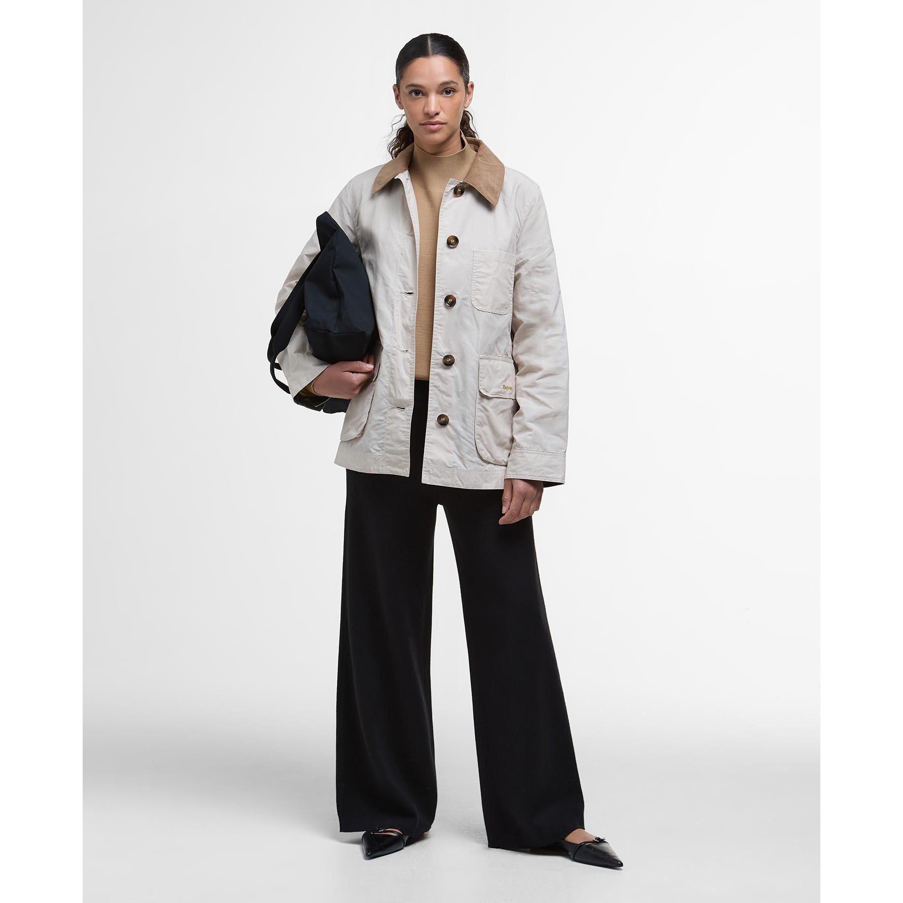 Oatmeal/Tartan - Barbour - Women's Averie Cotton Long Sleeve Rain Anorak - 3