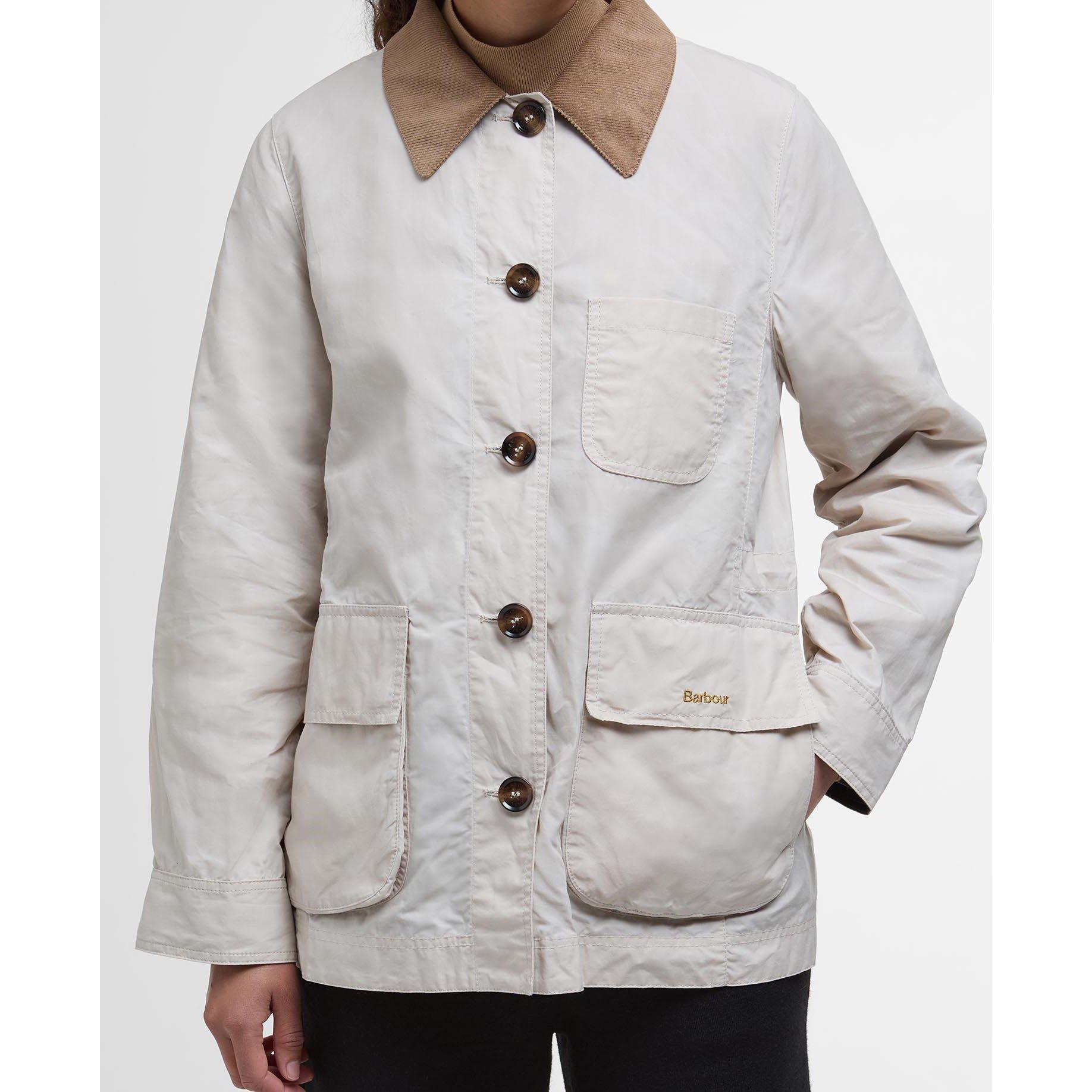 Oatmeal/Tartan - Barbour - Women's Averie Cotton Long Sleeve Rain Anorak - 5