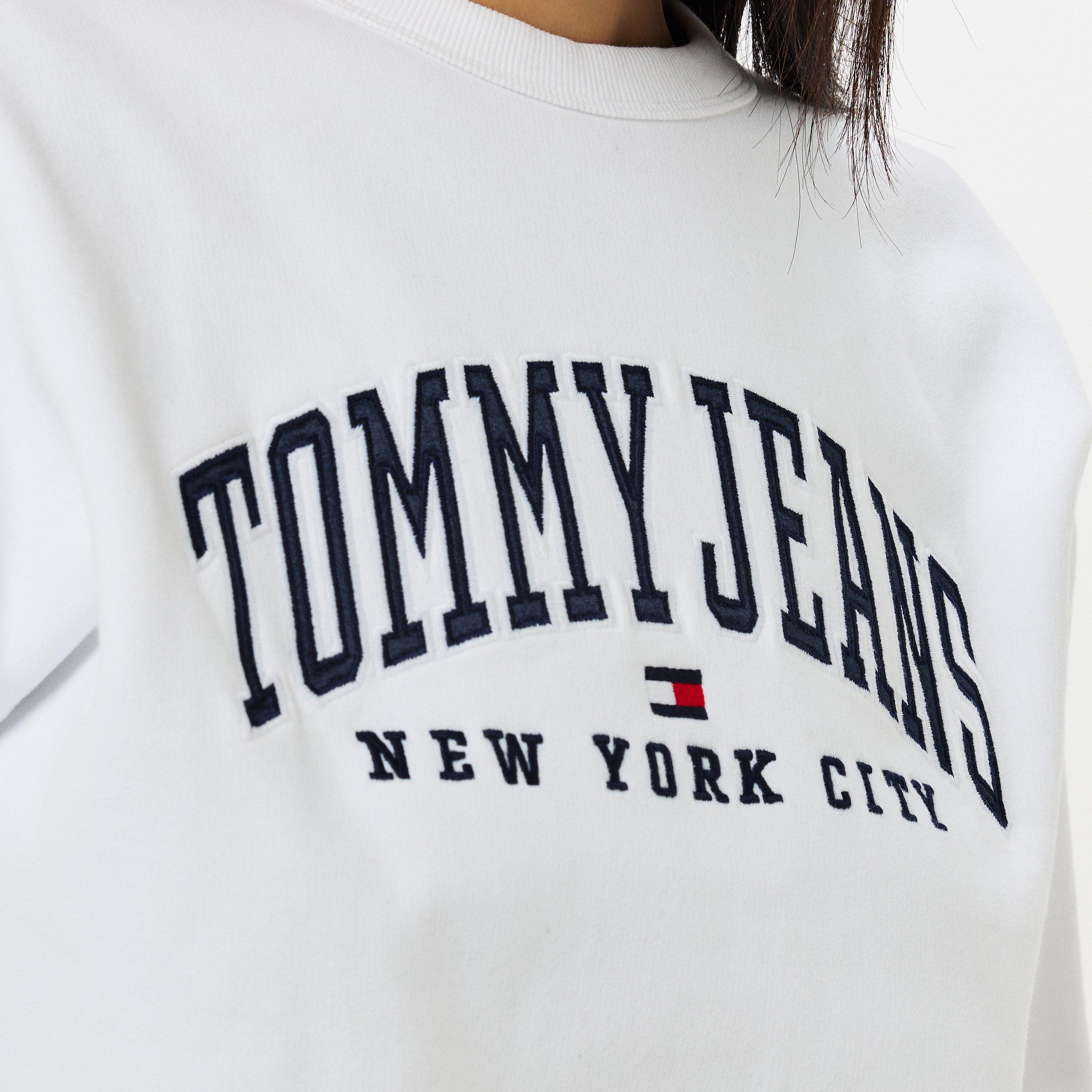 White - Tommy Jeans - Varsity Crew Neck Sweatshirt - 5