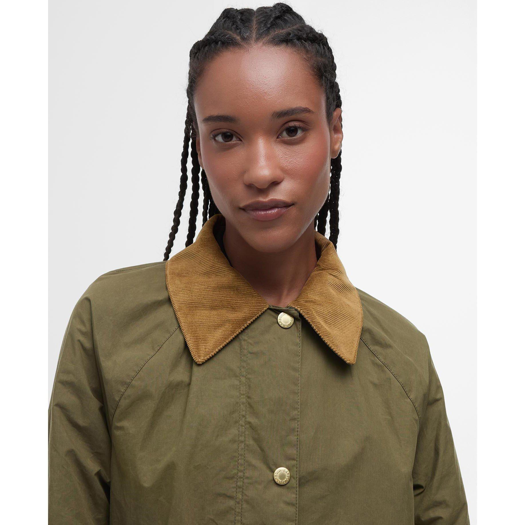 Dusk Green/Tart - Barbour - Women's Ettie Waterproof Cotton Long Sleeve Rain Anorak - 4