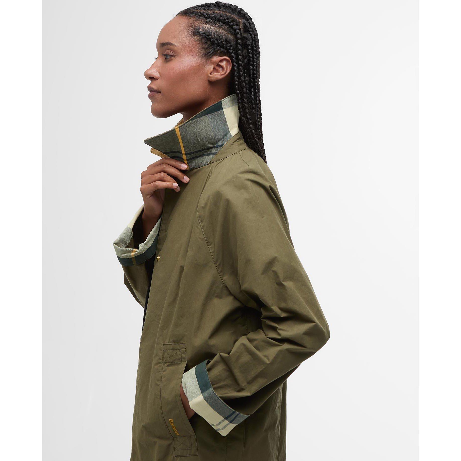 Dusk Green/Tart - Barbour - Women's Ettie Waterproof Cotton Long Sleeve Rain Anorak - 5