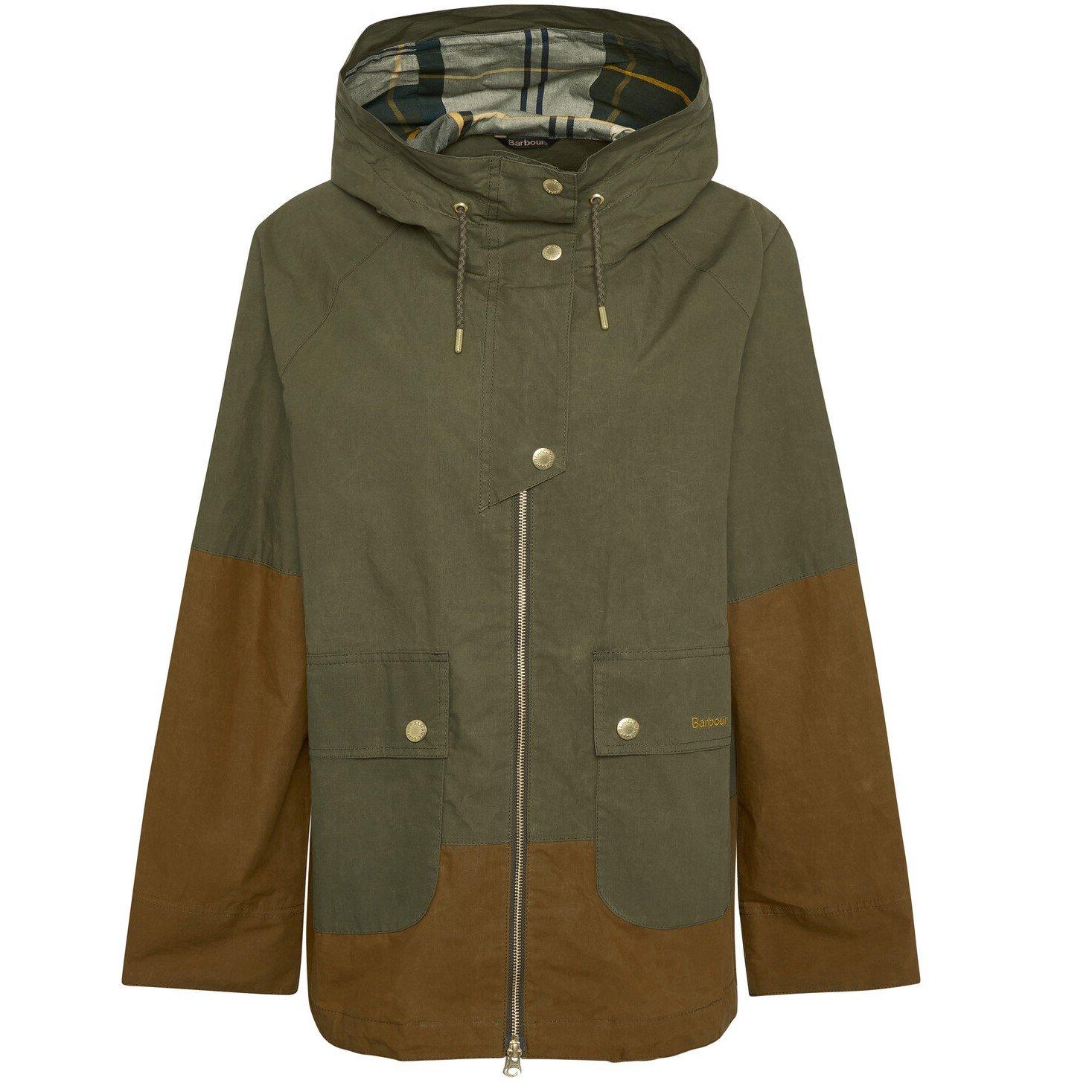 Dusk Green/Tart - Barbour - Women's Hayley Showerproof Cotton Long Sleeve Rain Anorak - 1