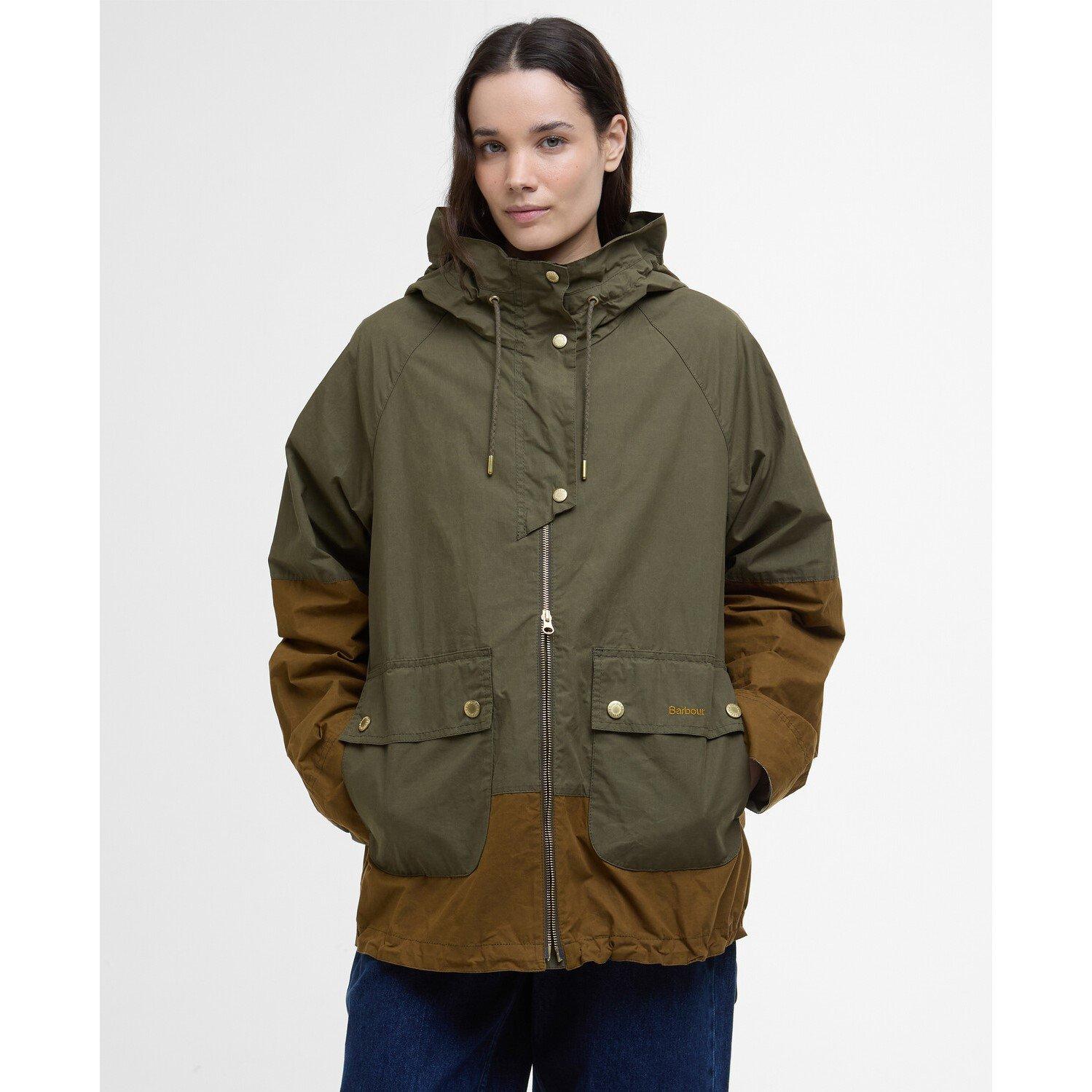 Dusk Green/Tart - Barbour - Women's Hayley Showerproof Cotton Long Sleeve Rain Anorak - 2