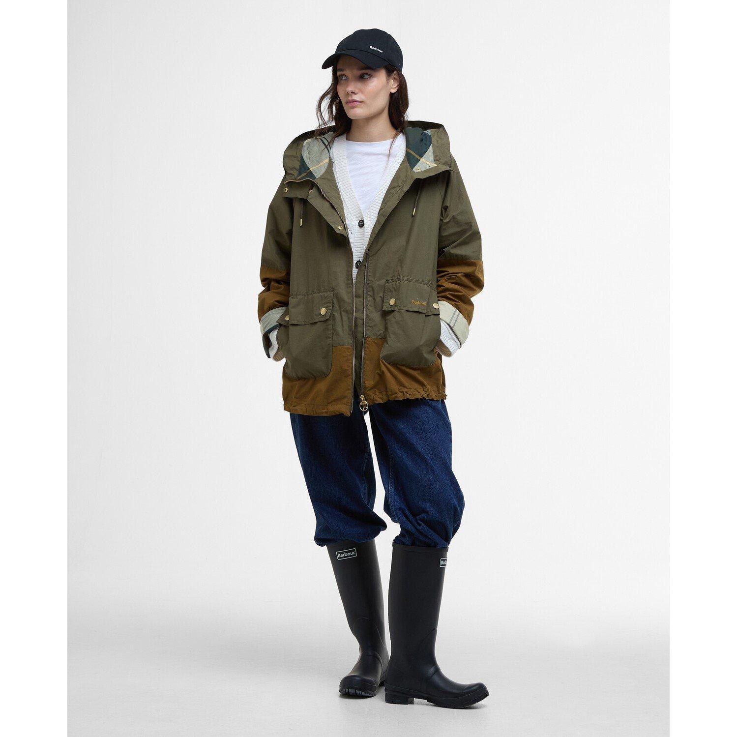Dusk Green/Tart - Barbour - Women's Hayley Showerproof Cotton Long Sleeve Rain Anorak - 4