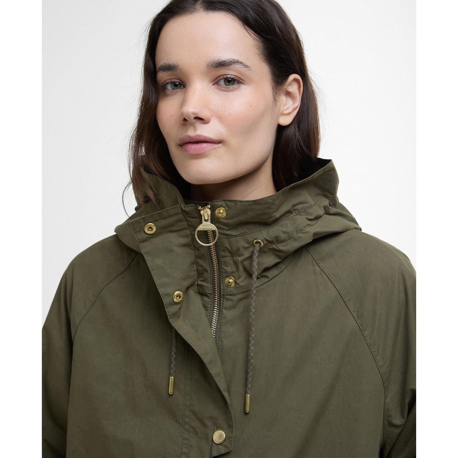 Dusk Green/Tart - Barbour - Women's Hayley Showerproof Cotton Long Sleeve Rain Anorak - 5