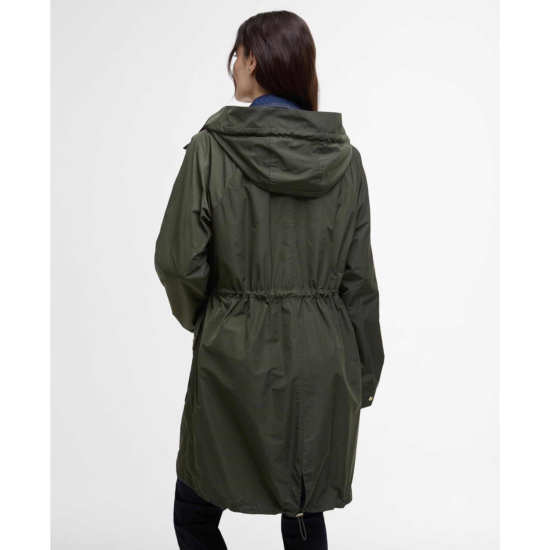 Olive/Tartan - Barbour - Women's Una Hooded Long Sleeve Rain Anorak - 2