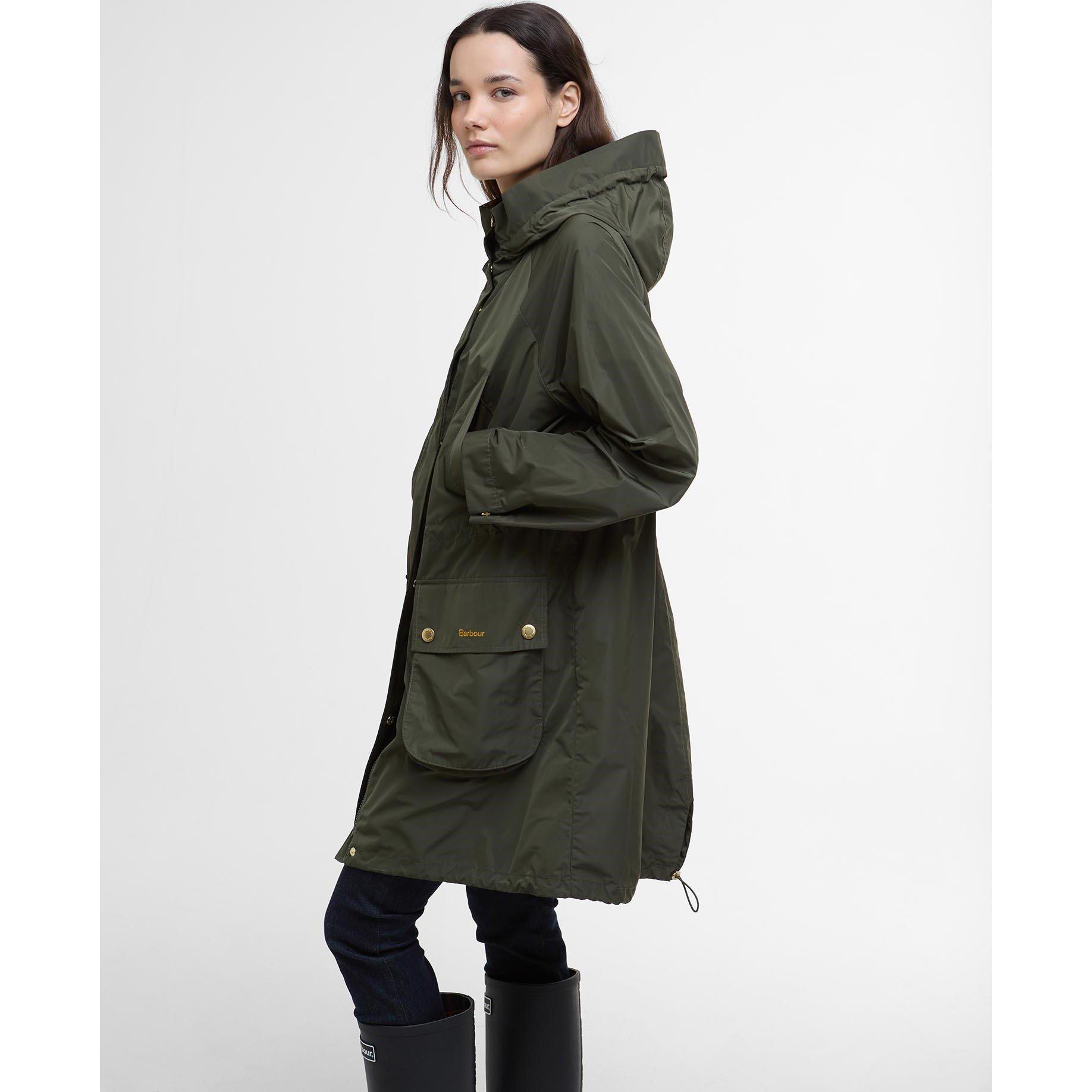 Olive/Tartan - Barbour - Women's Una Hooded Long Sleeve Rain Anorak - 5