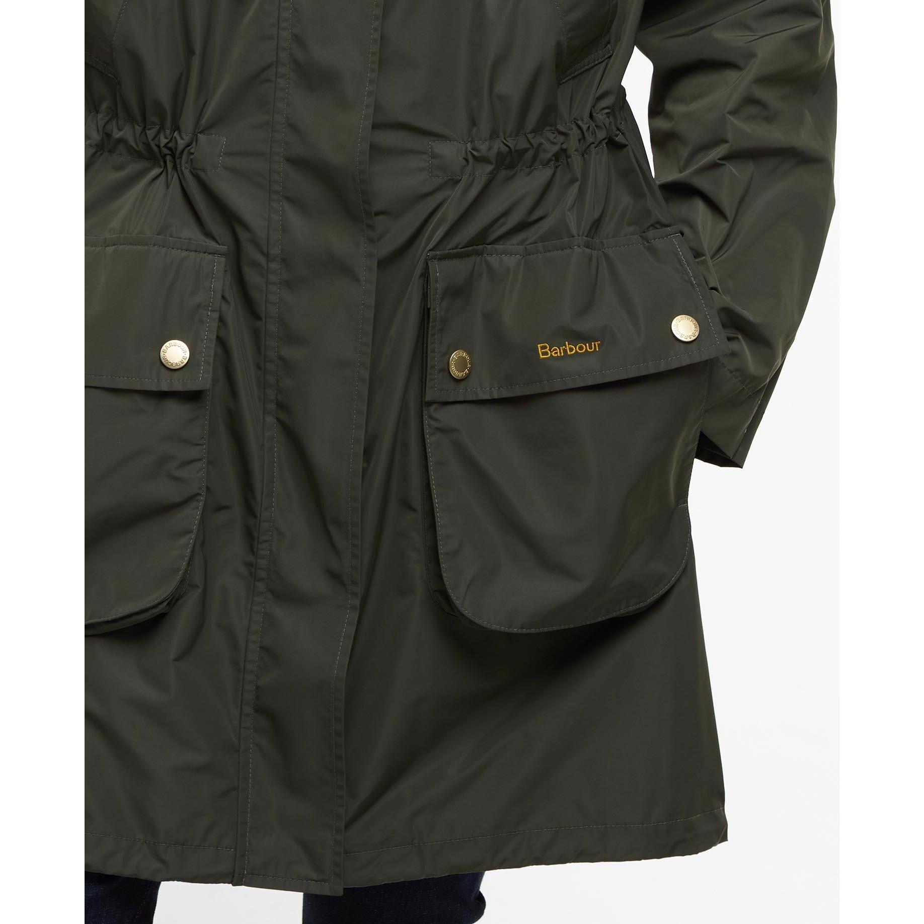 Olive/Tartan - Barbour - Women's Una Hooded Long Sleeve Rain Anorak - 6