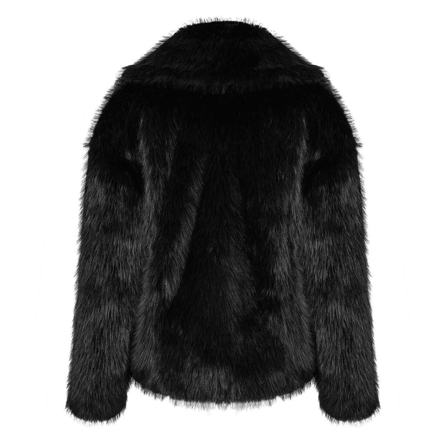 Schwarz - Biba - Women's  Short Faux Fur Long Sleeve Coat - 5
