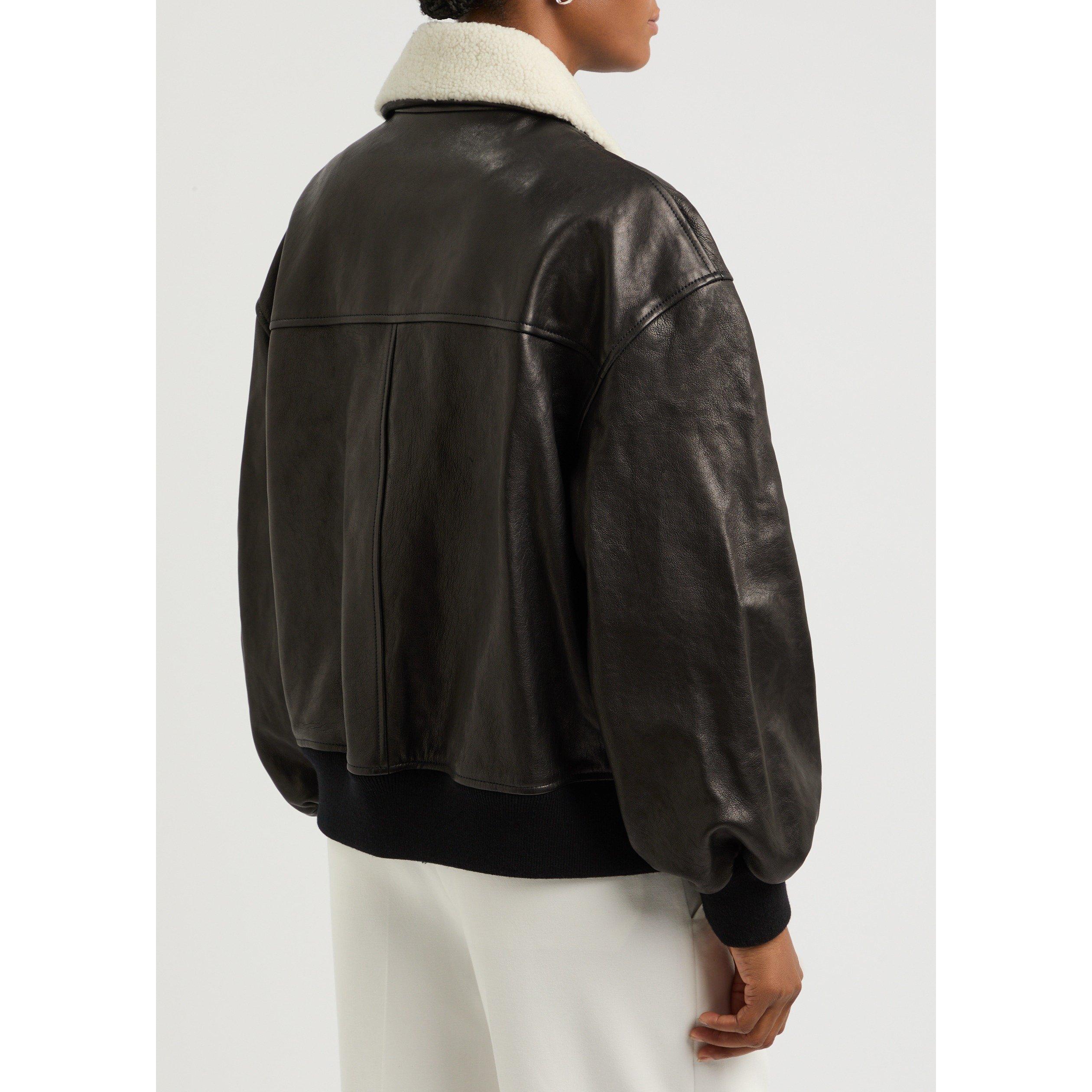 BLACK - Khaite - Women's Shellar Oversized-Fit Leather Jacket - 3