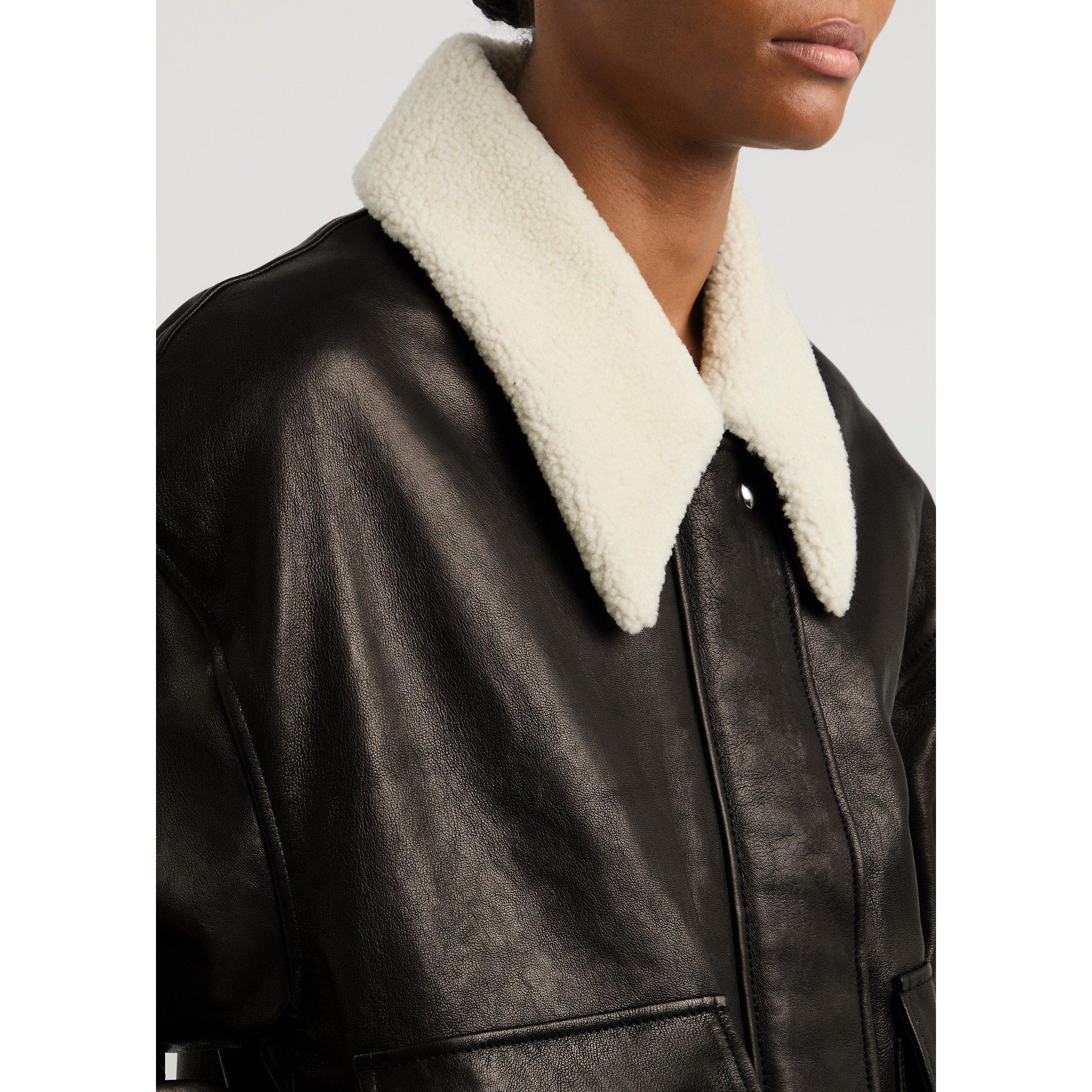BLACK - Khaite - Women's Shellar Oversized-Fit Leather Jacket - 4