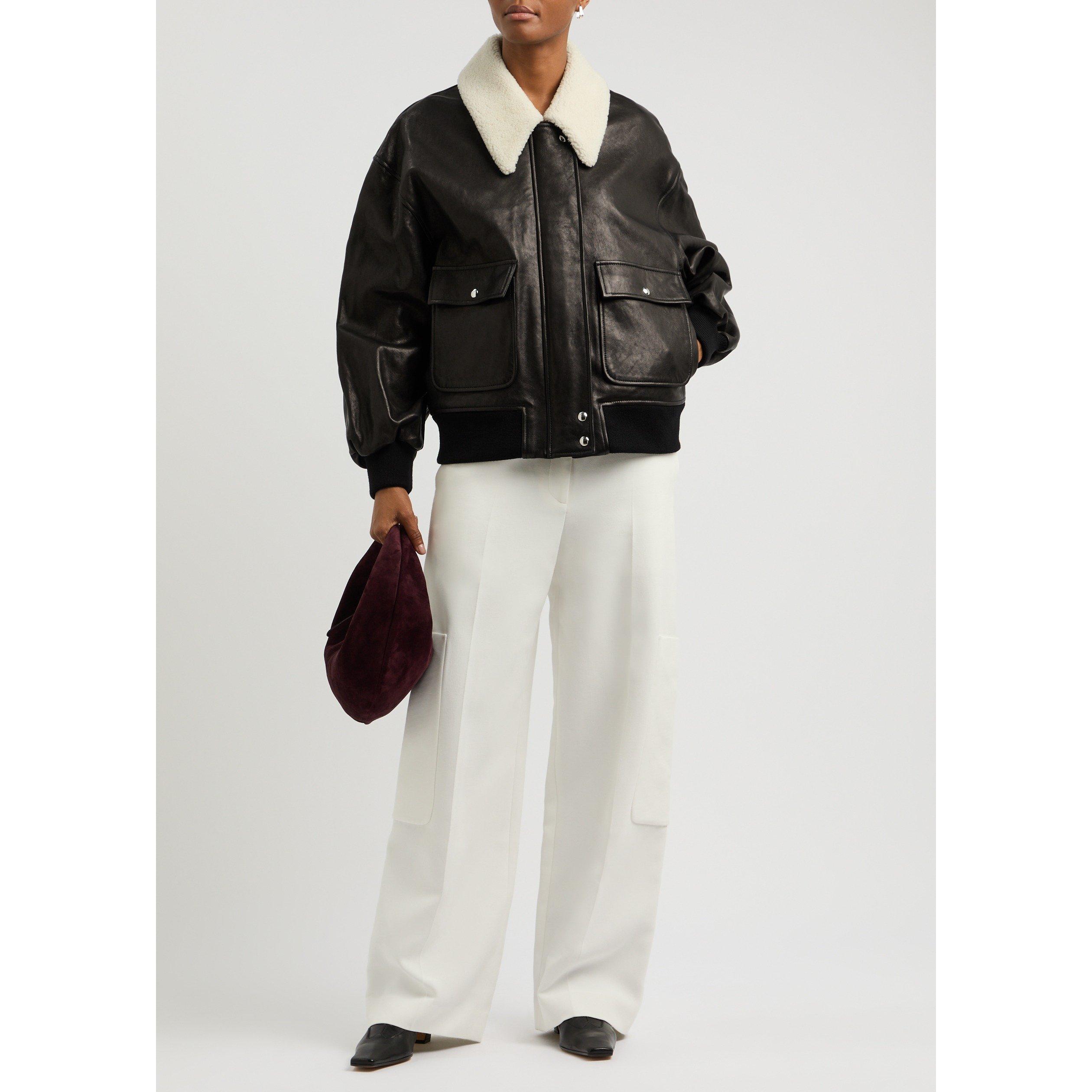 BLACK - Khaite - Women's Shellar Oversized-Fit Leather Jacket - 5